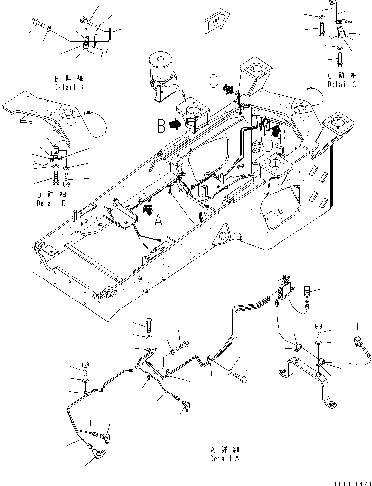 Схема запчастей Komatsu WA380-6 - УДАЛЕННАЯ СМАЗКА (ЗАДН. РАМА) (ДЛЯ АВТОМАТИЧ. СМАЗ.)(№-) ОСНОВНАЯ РАМА И ЕЕ ЧАСТИ