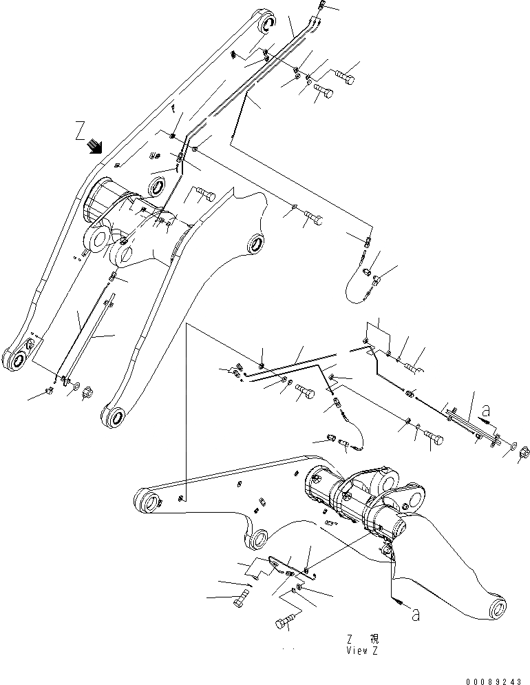 Схема запчастей Komatsu WA380-6 - УДАЛЕННАЯ СМАЗКА (РУКОЯТЬ) (ДЛЯ АВТОМАТИЧ. СМАЗ. И HI LIFT)(№-) ОСНОВНАЯ РАМА И ЕЕ ЧАСТИ
