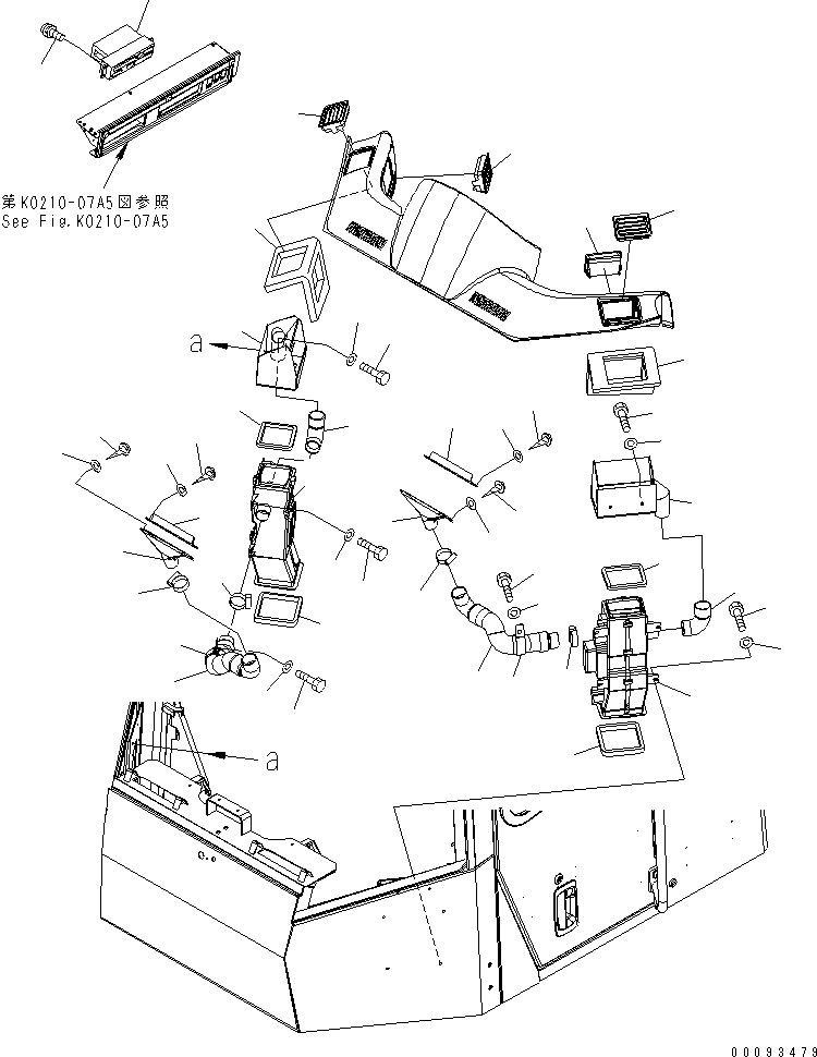 Схема запчастей Komatsu WA380-5 - КАБИНА ROPS (ВОЗДУХОВОД) (КРОМЕ ЯПОН.) КАБИНА ОПЕРАТОРА И СИСТЕМА УПРАВЛЕНИЯ