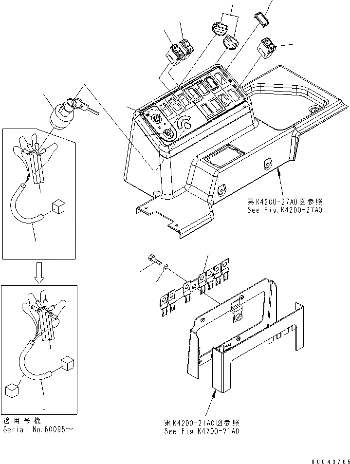 Схема запчастей Komatsu WA380-5 - ОСНОВН. КОНСТРУКЦИЯ (КОРПУС ПЕРЕКЛЮЧАТЕЛЯ) (КРОМЕ ЯПОН.) (ДЛЯ ЭКСТРЕННОГО УПРАВЛЕНИЯ LESS И АВТОМАТИЧ. СМАЗ.) КАБИНА ОПЕРАТОРА И СИСТЕМА УПРАВЛЕНИЯ