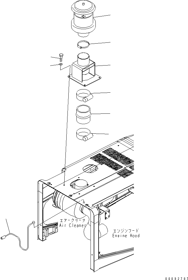 Схема запчастей Komatsu WA380-5 - КАПОТ (ПРЕФИЛЬТР TURBO ) ЧАСТИ КОРПУСА
