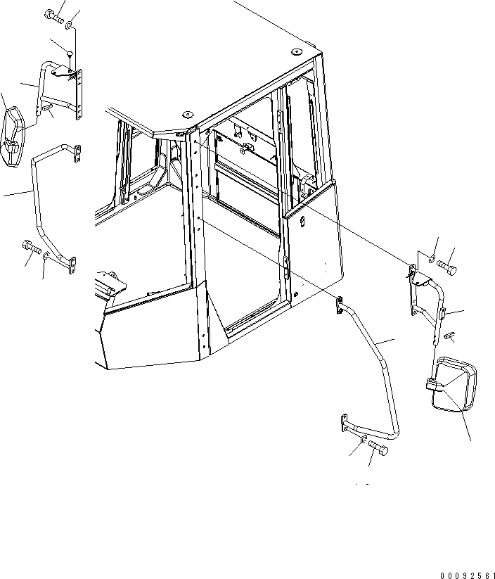 Схема запчастей Komatsu WA380-5 - ЗЕРКАЛА(БЕЗ КРЫШКА БОЛТ) ЧАСТИ КОРПУСА