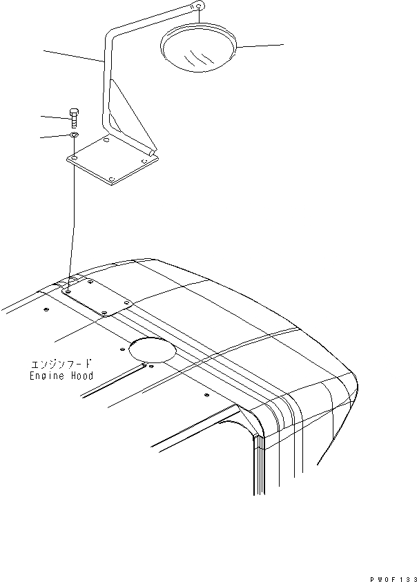 Схема запчастей Komatsu WA380-5 - ЗЕРКАЛА(НИЖН. ЗЕРКАЛО) ЧАСТИ КОРПУСА