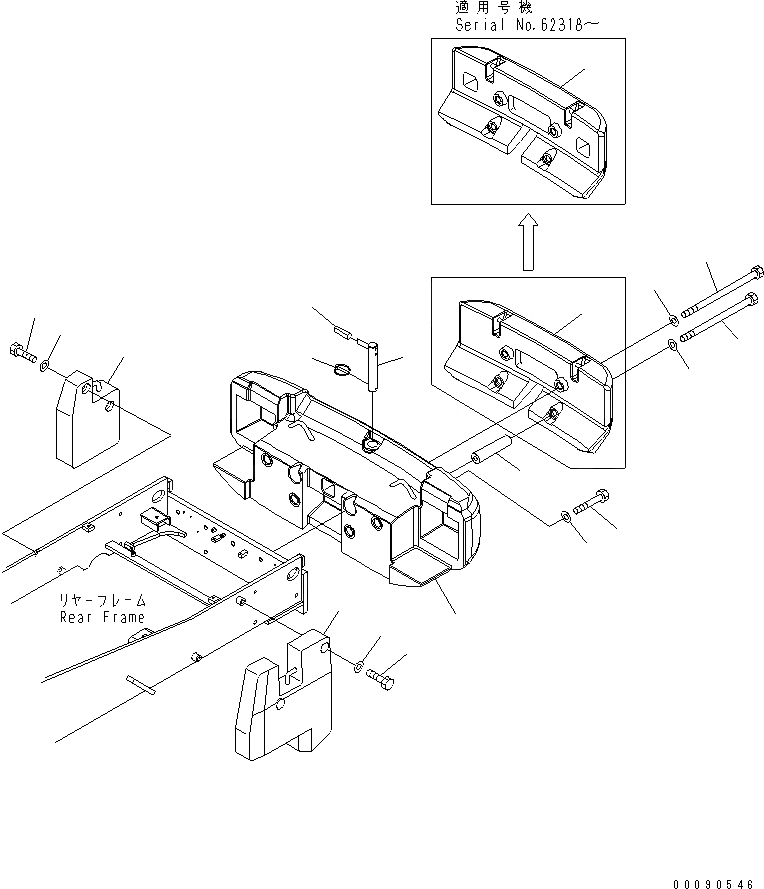Схема запчастей Komatsu WA380-5 - ПРОТИВОВЕС (С ДОПОЛН. ВЕС) (ДЛЯ LOG И ВИЛЫ) ЧАСТИ КОРПУСА