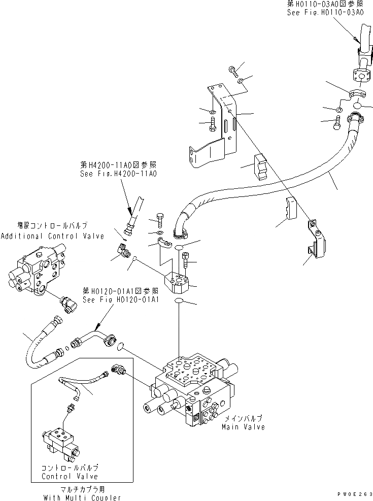 Схема запчастей Komatsu WA380-5 - ГИДРОЛИНИЯ (ВОЗВРАТНАЯ ЛИНИЯ) (С ДОПОЛН. 2-Х СЕКЦИОНН. КЛАПАН) ГИДРАВЛИКА