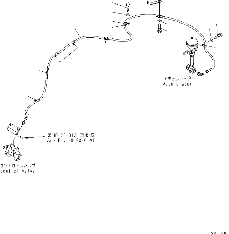Схема запчастей Komatsu WA380-5 - ГИДРОЛИНИЯ (ДЛЯ СОЕДИНИТ. УСТР-ВО) ГИДРАВЛИКА