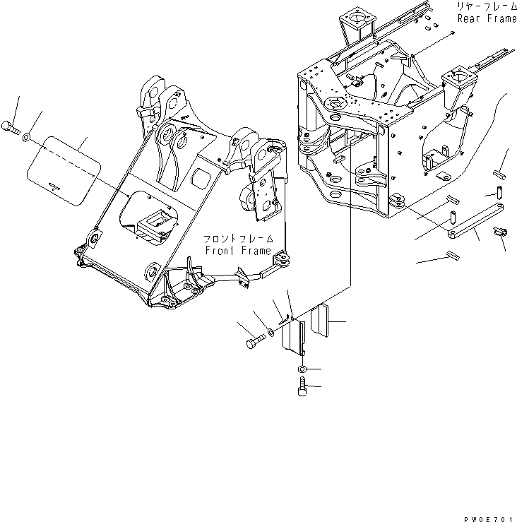 Схема запчастей Komatsu WA380-5 - БЛОКИР. ШАНГА И КРЫШКА(ПЕРЕДН. COVER) (NOISESUPPRESSION СПЕЦ-Я.) ОСНОВНАЯ РАМА И ЕЕ ЧАСТИ