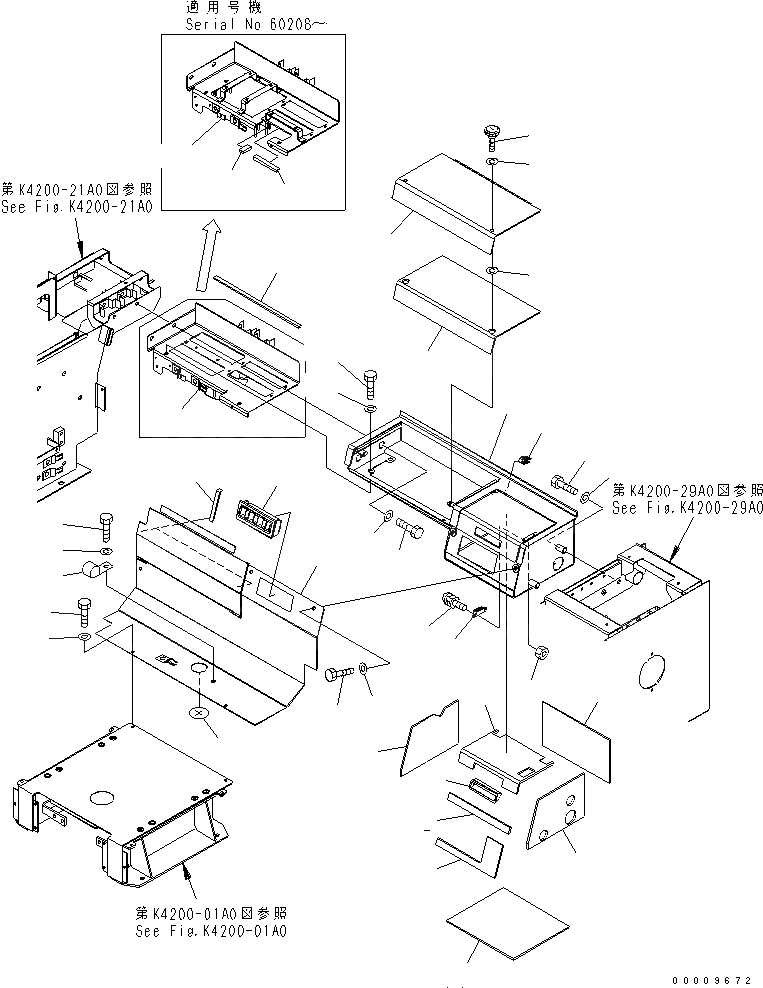 Схема запчастей Komatsu WA380-5 - ОСНОВН. КОНСТРУКЦИЯ (ЗАДН. КОНСОЛЬ) КАБИНА ОПЕРАТОРА И СИСТЕМА УПРАВЛЕНИЯ