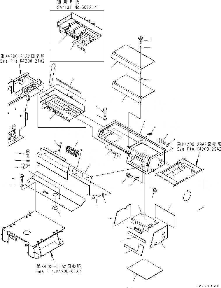 Схема запчастей Komatsu WA380-5 - ОСНОВН. КОНСТРУКЦИЯ (ЗАДН. КОНСОЛЬ) (ДЛЯ КАБИНА ДЛЯ 2 ЧЕЛ.) КАБИНА ОПЕРАТОРА И СИСТЕМА УПРАВЛЕНИЯ