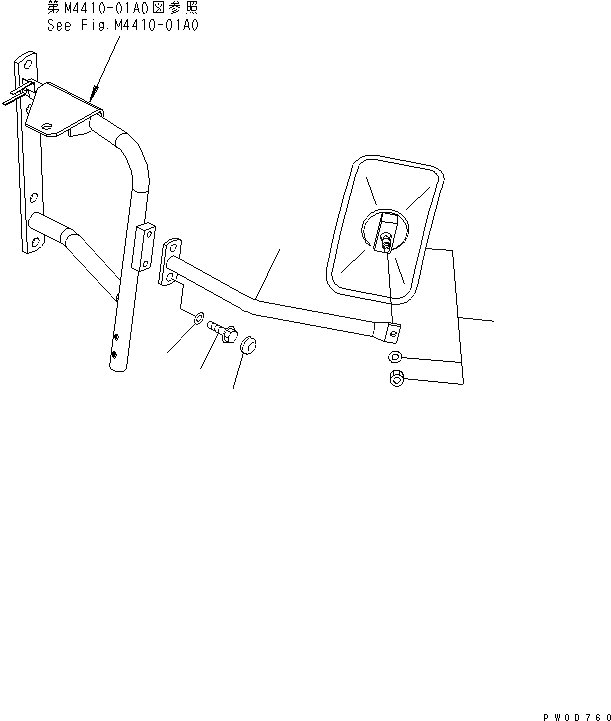 Схема запчастей Komatsu WA380-5 - ЗЕРКАЛА(ПЕРЕДН. БОКОВ. ЗЕРКАЛО) ЧАСТИ КОРПУСА
