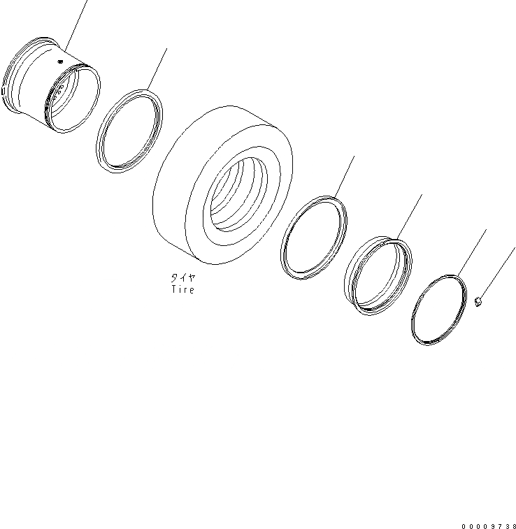 Схема запчастей Komatsu WA380-5 - ОБОД КОЛЕСА (ДЛЯ .- T/L¤-PLA) ПОДВЕСКА И КОЛЕСА