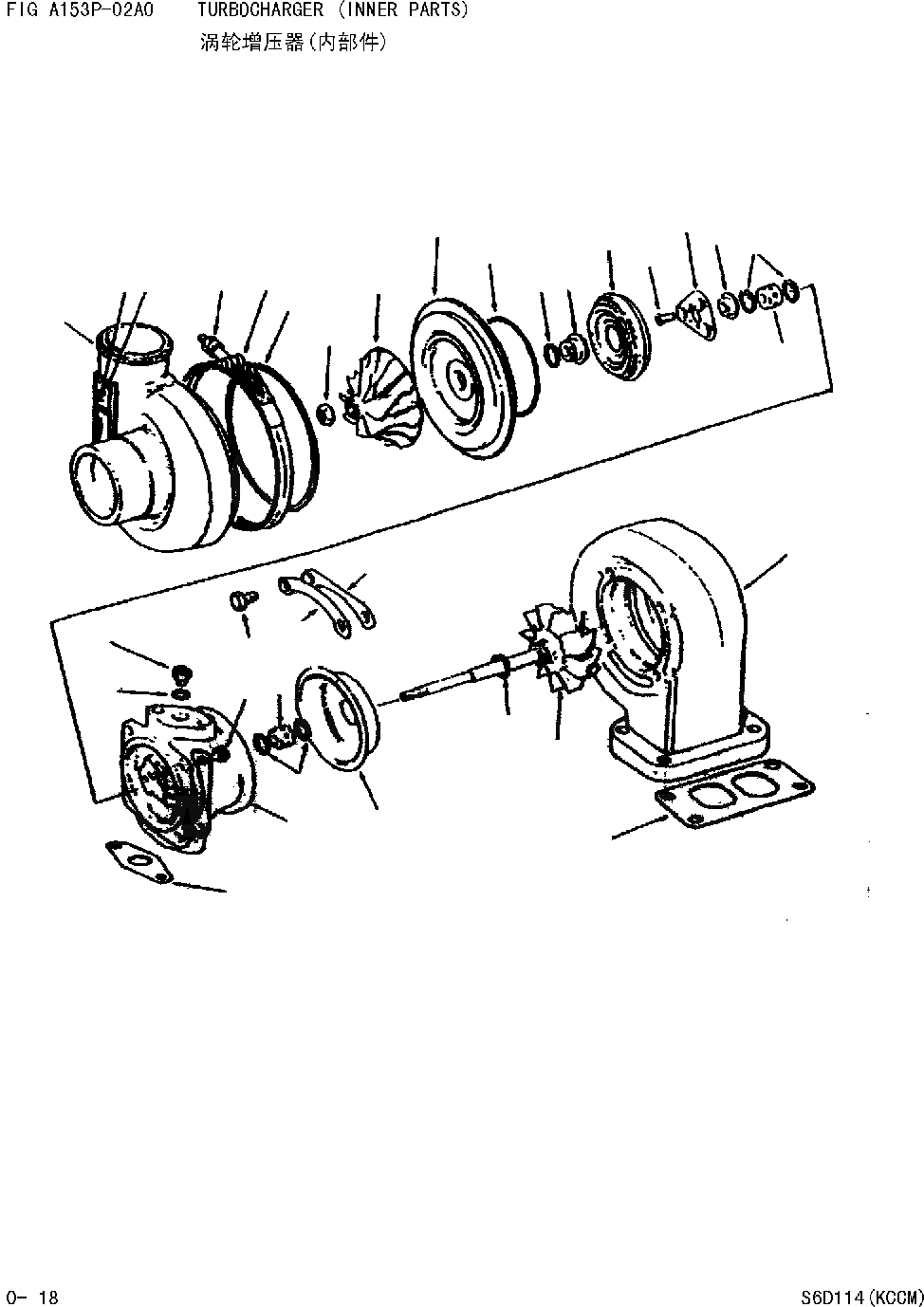 Схема запчастей Komatsu WA380-DZ-3 - ТУРБОНАГНЕТАТЕЛЬ (ВНУТР. ЧАСТИ) [ДВИГАТЕЛЬ SD(KCCM) SERIAL NO. И UP]