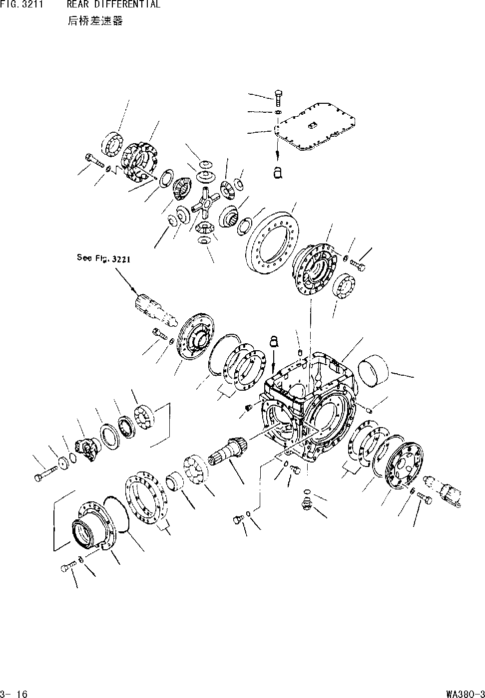 Схема запчастей Komatsu WA380-DZ-3 - ЗАДНИЙ ДИФФЕРЕНЦИАЛ [ВЕДУЩ. ВАЛ ДИФФЕРЕНЦ. И КОЛЕСА]