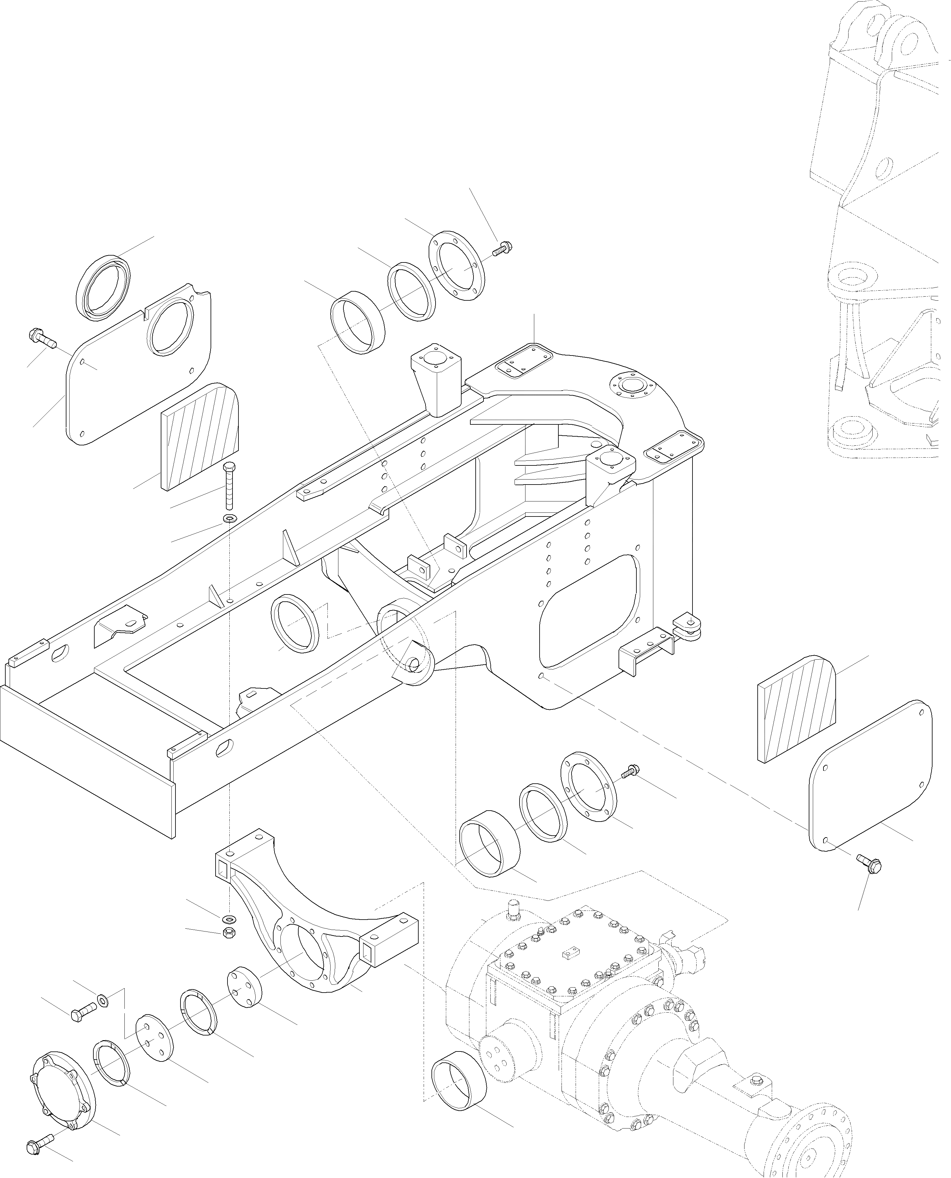 Схема запчастей Komatsu WA380-3 - ЗАДН. РАМА РАМА