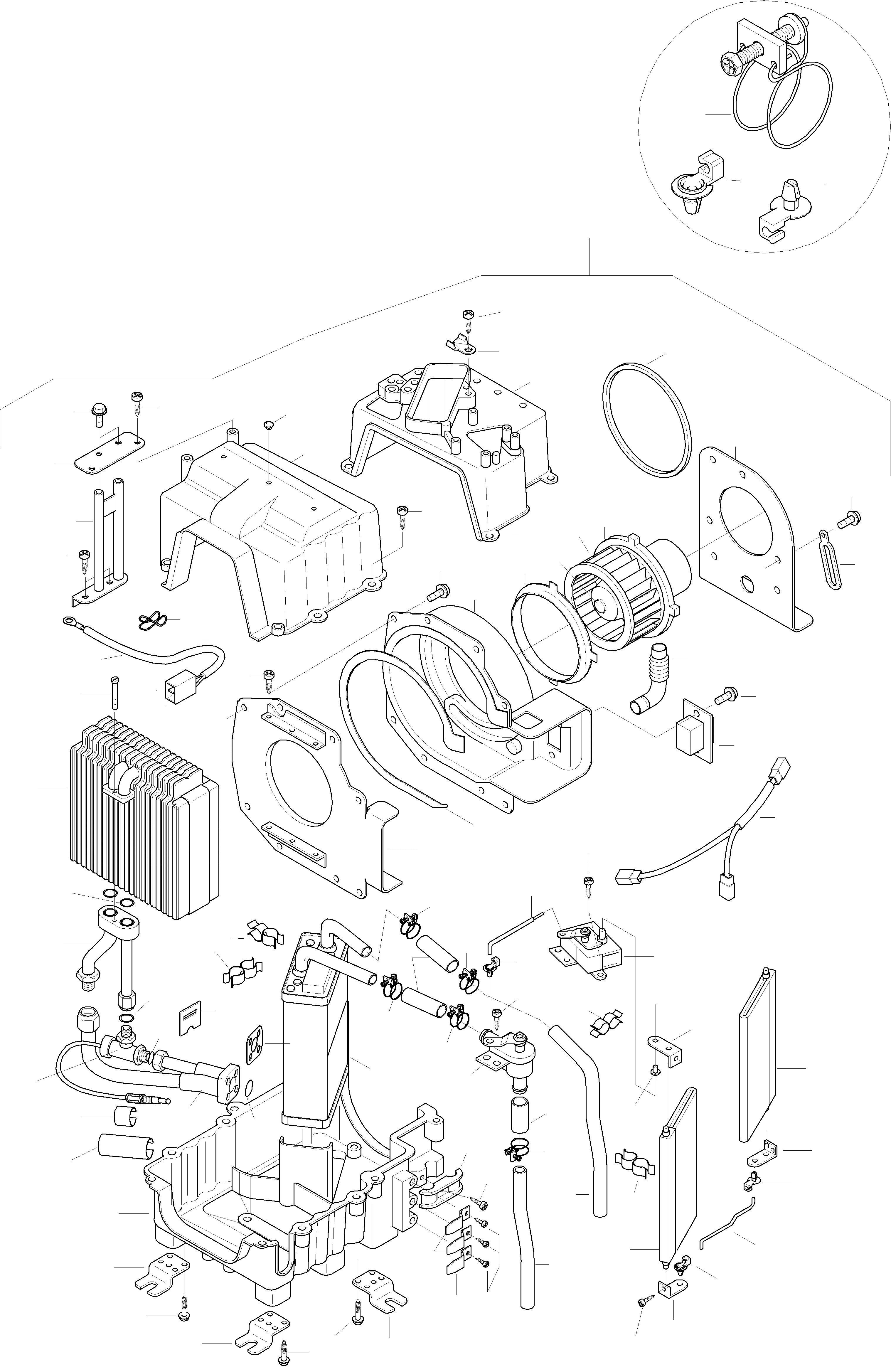 Схема запчастей Komatsu WA380-3 - КОНДИЦ. ВОЗДУХА ОБОГРЕВАТЕЛЬ.