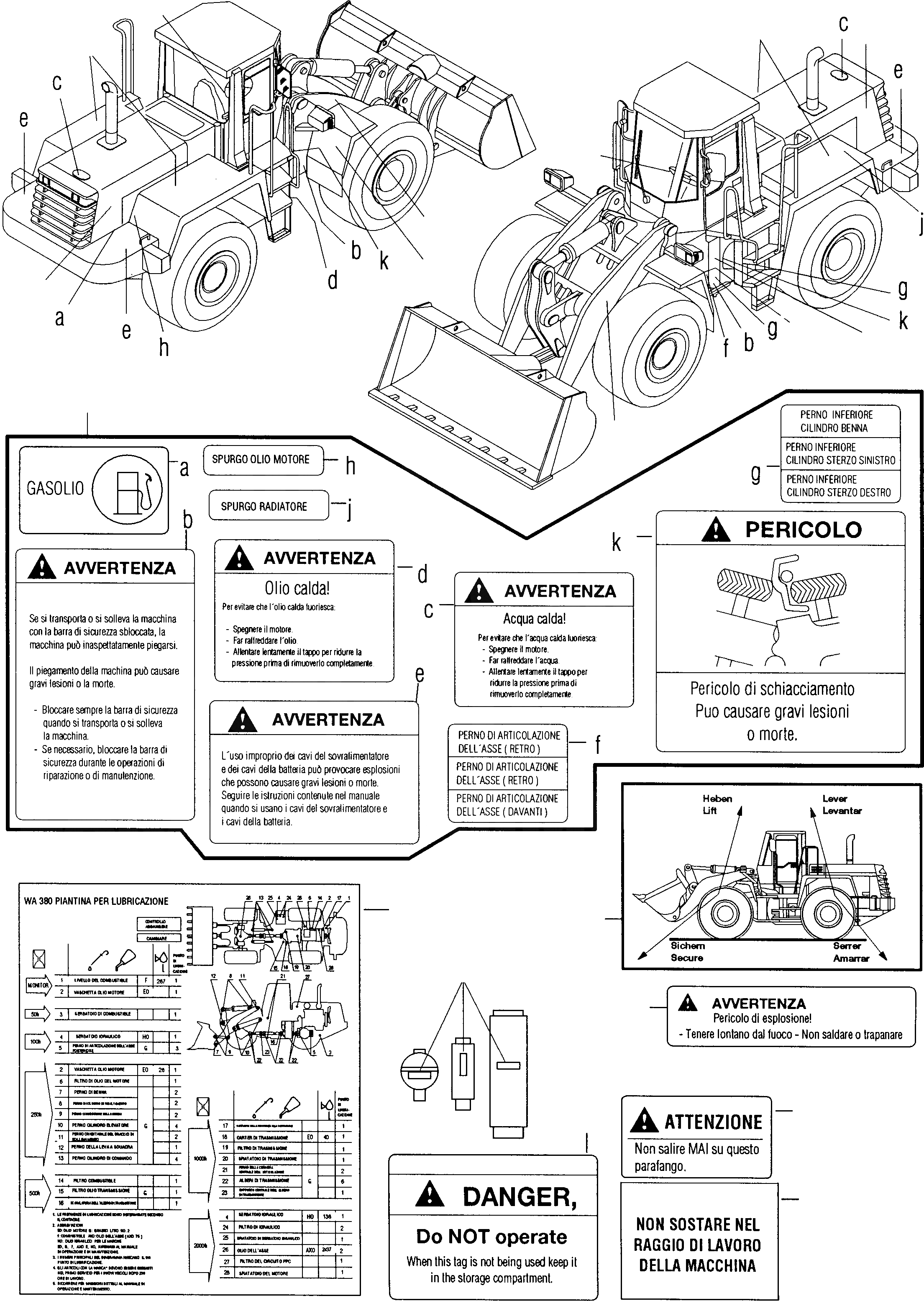 Схема запчастей Komatsu WA380-3 active - ТАБЛИЧКИS, ИТАЛИЯ ИНСТРУМЕНТ, АКСЕССУАРЫ, БУКВЕНН.