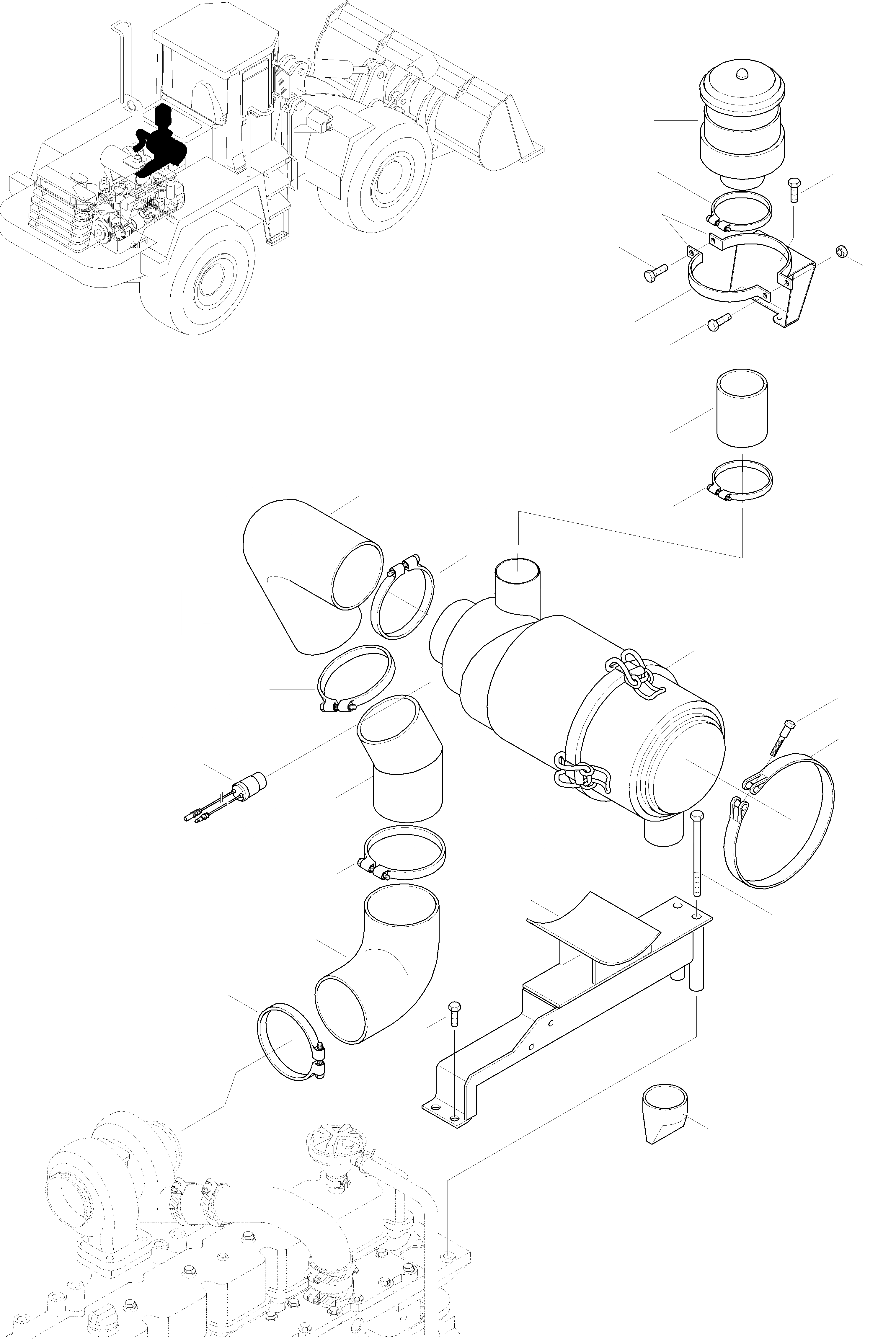 Схема запчастей Komatsu WA380-3 active - ВОЗД. ФИЛЬТР. СИСТЕМА, СТАНДАРТН. ДВИГАТЕЛЬ, КРЕПЛЕНИЕ ДВИГАТЕЛЯ