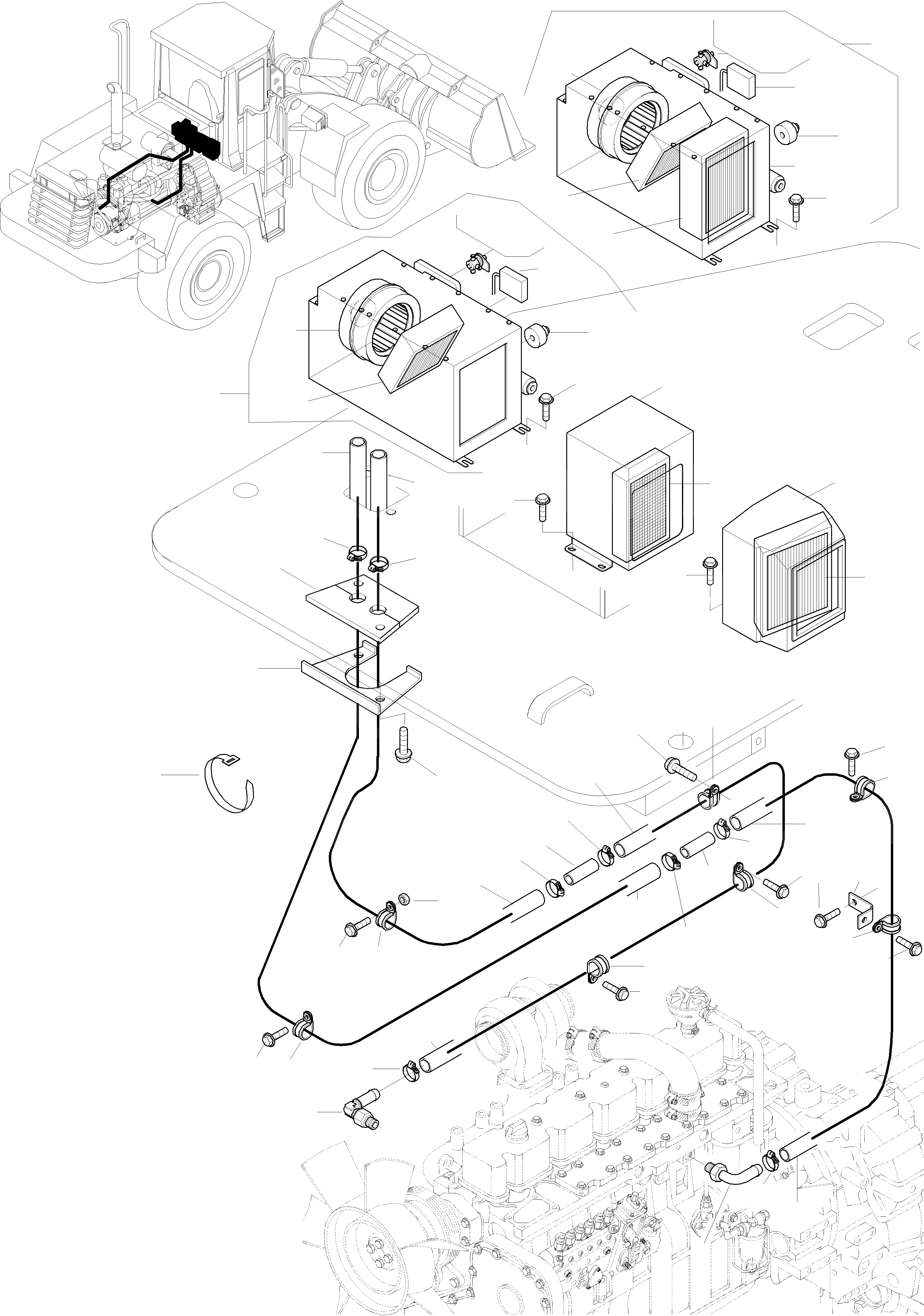 Схема запчастей Komatsu WA380-3 active - ОБОГРЕВАТЕЛЬ. ПРИВОДRS КАБИНА