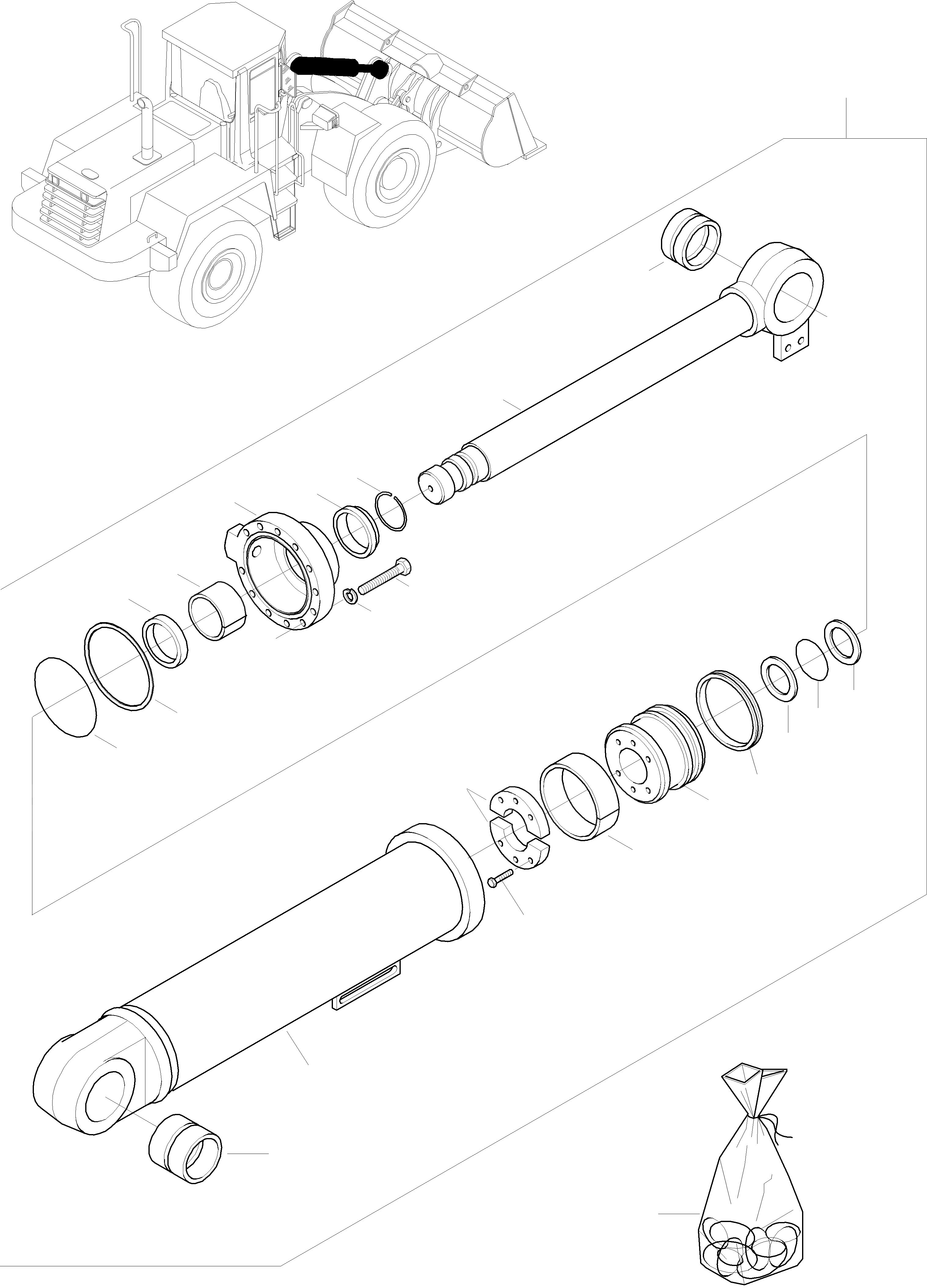 Схема запчастей Komatsu WA380-3 active - ЦИЛИНДР КОВША ГИДРАВЛИКА