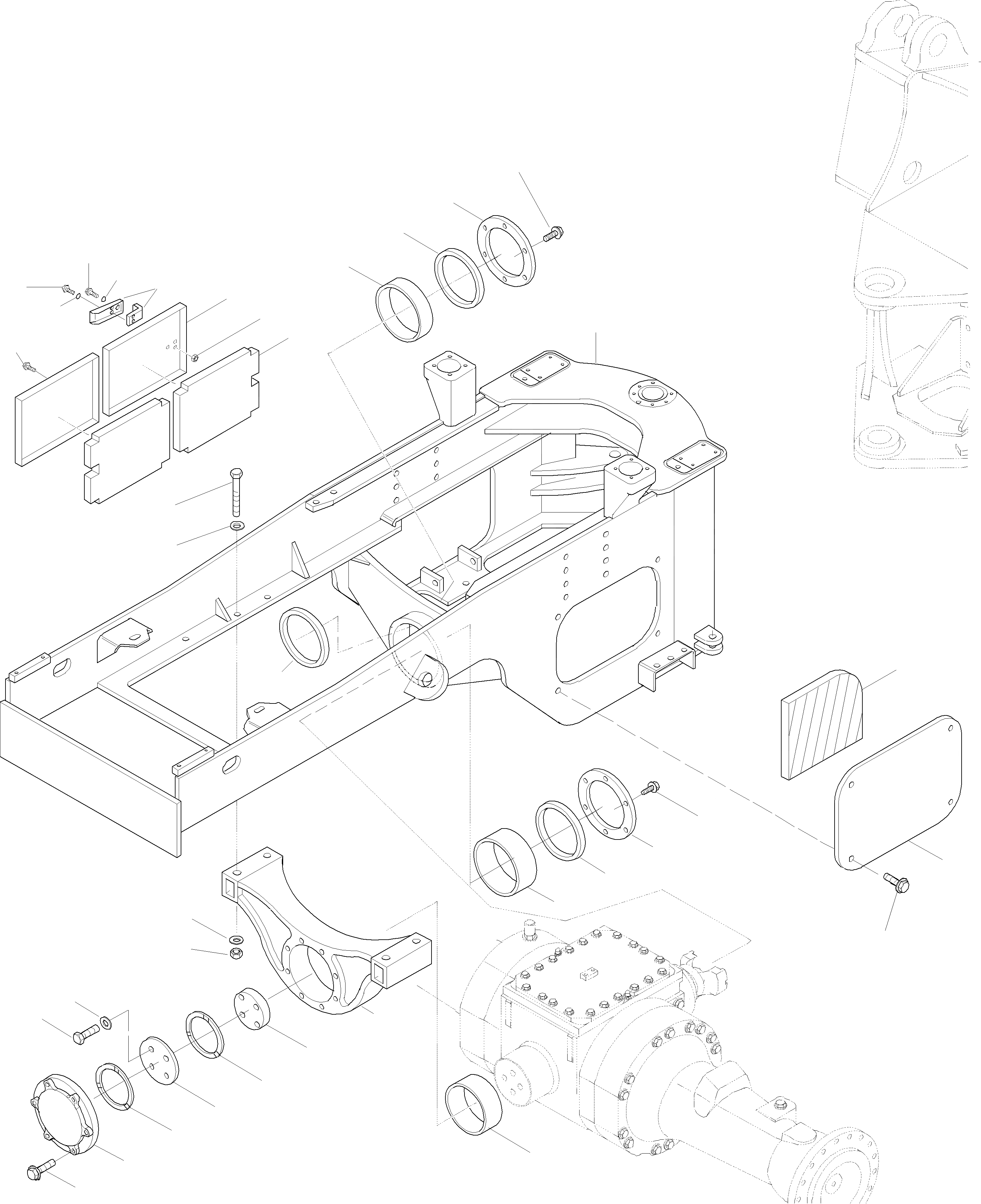 Схема запчастей Komatsu WA380-3 active - ЗАДН. РАМА РАМА