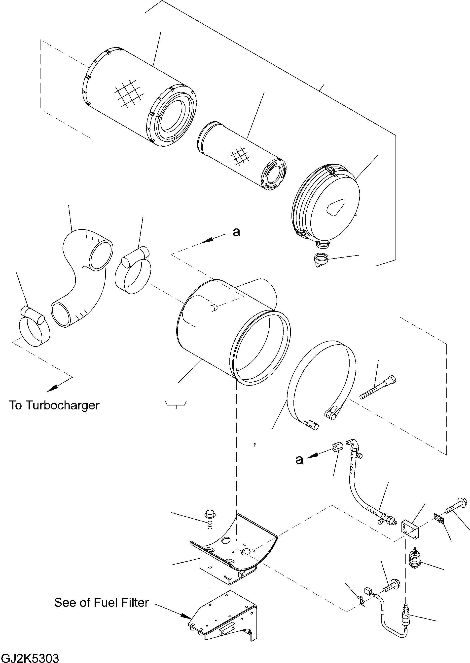 Схема запчастей Komatsu WA380-5 - ВОЗДУХООЧИСТИТЕЛЬ AA ДВИГАТЕЛЬ