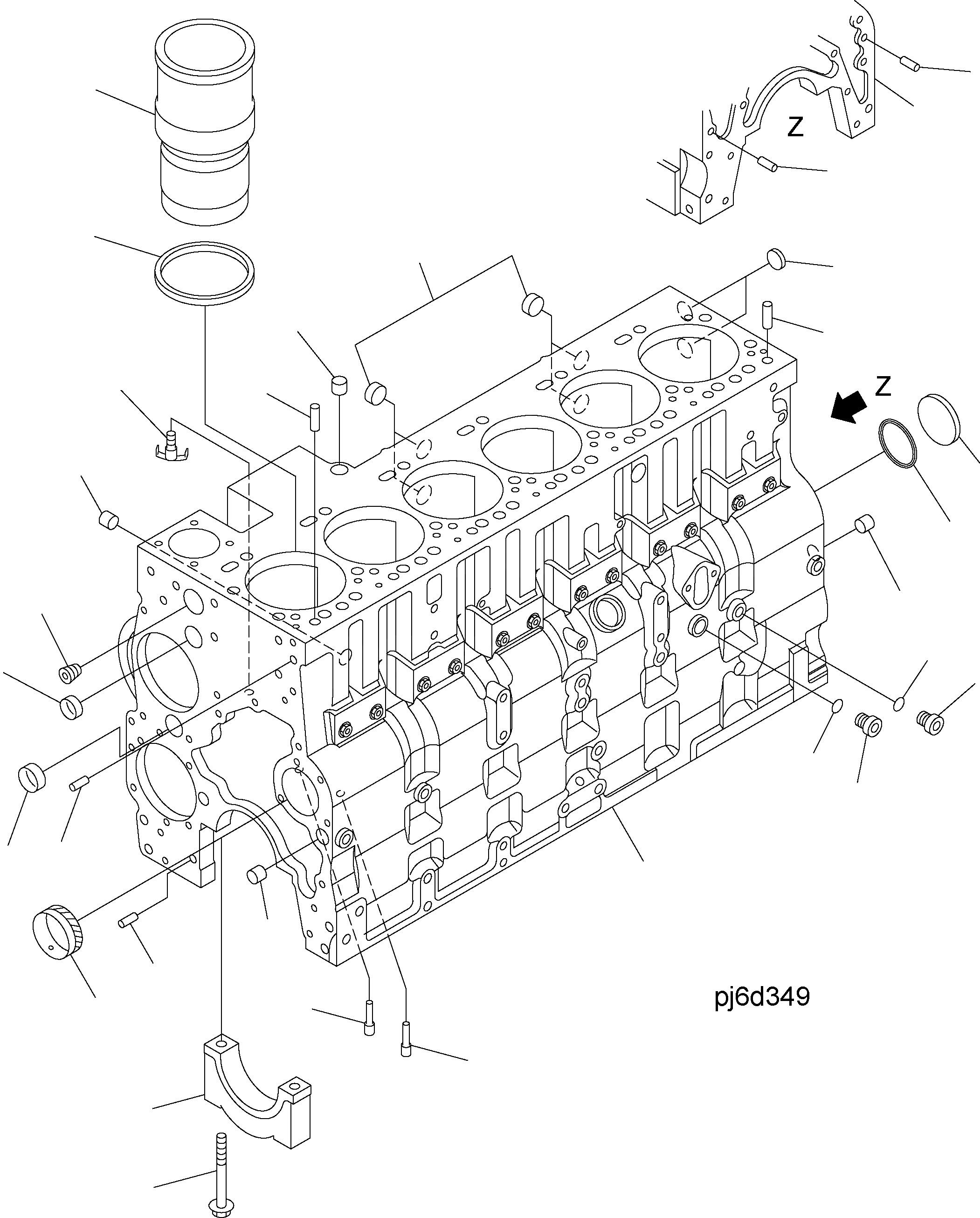 Схема запчастей Komatsu WA380-5 - БЛОК ЦИЛИНДРОВ AA ДВИГАТЕЛЬ