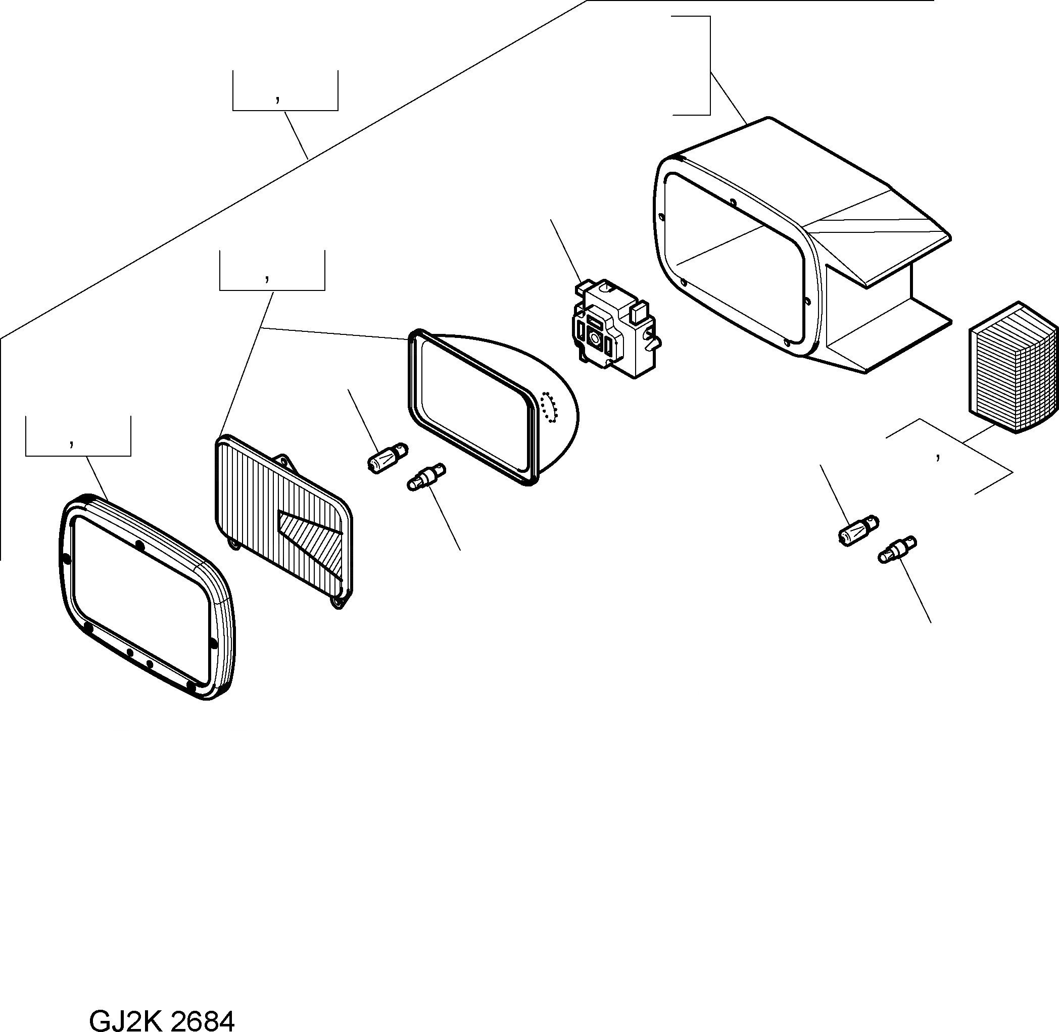 Схема запчастей Komatsu WA380-5 - ЛАМПА РАБОЧ. ОСВЕЩЕНИЯ (ВНУТР. ЧАСТИ) E ЭЛЕКТРИКА
