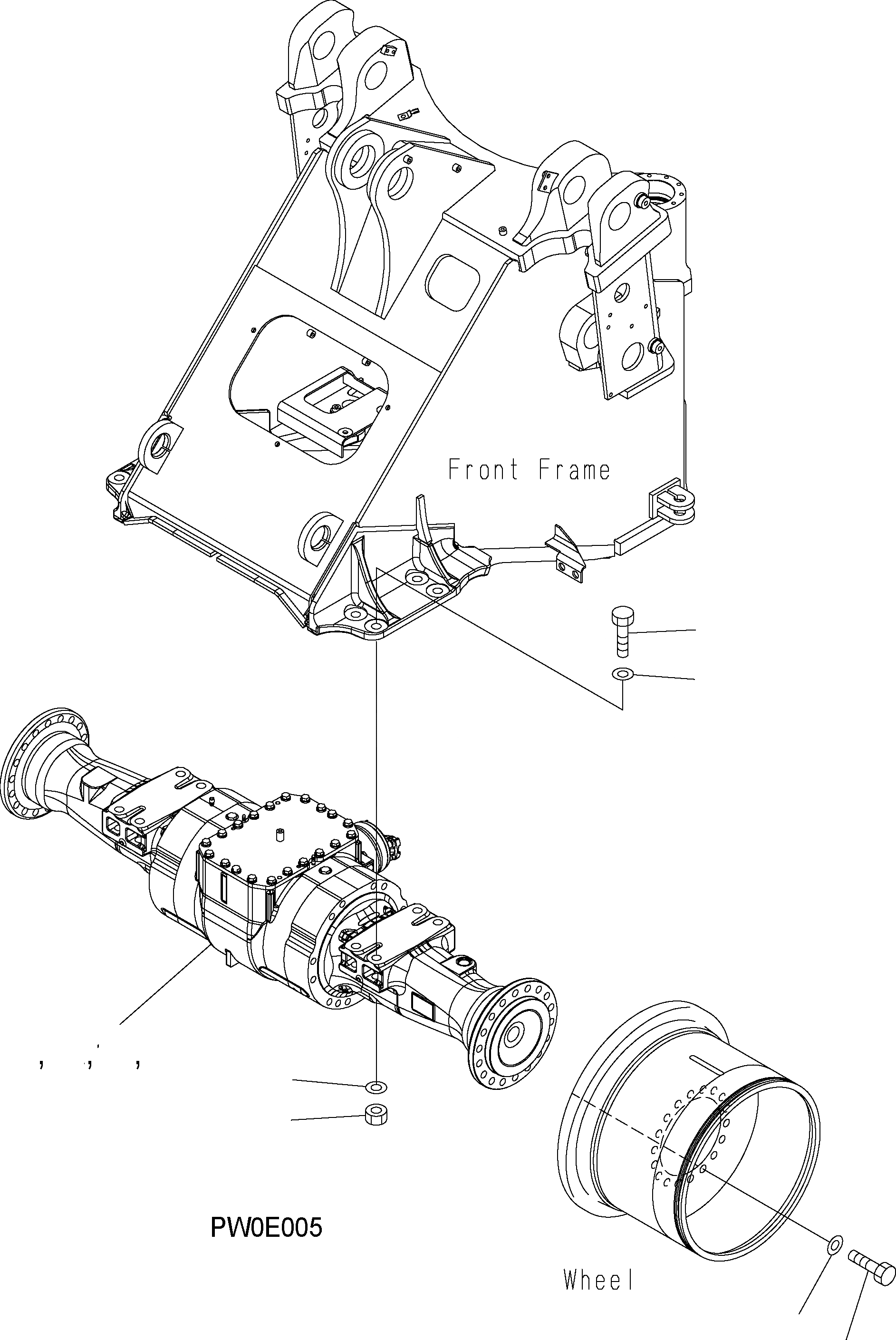 Схема запчастей Komatsu WA380-5 - ПЕРЕДНИЙ МОСТ КРЕПЛЕНИЕ F ТРАНСМИССИЯ