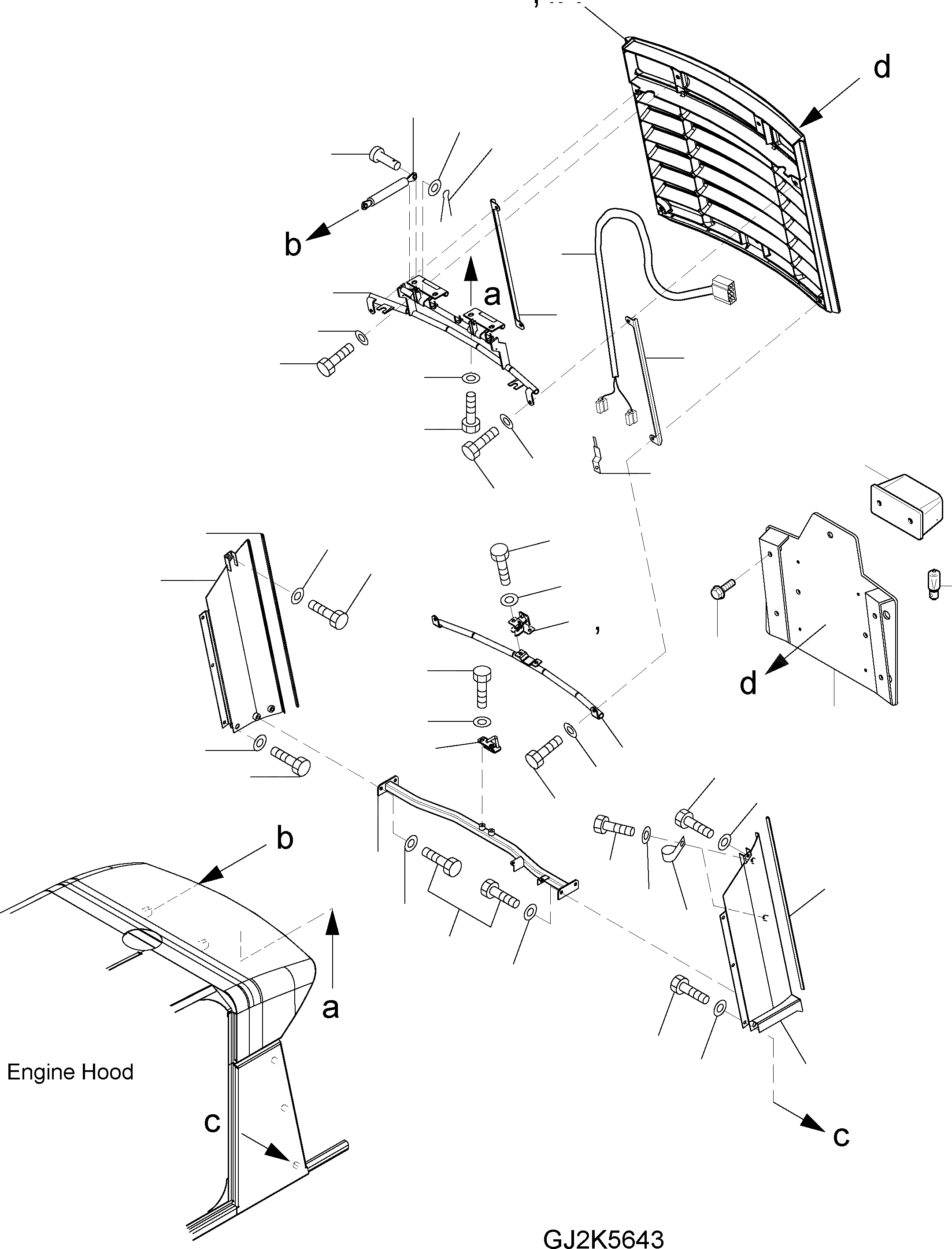 Схема запчастей Komatsu WA380-5 - КАПОТ (РЕШЕТКА) M ЧАСТИ КОРПУСА