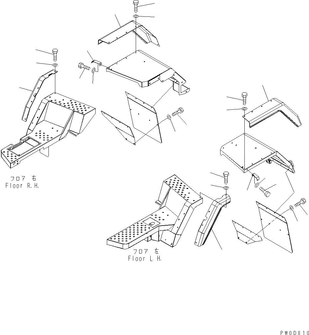 Схема запчастей Komatsu WA380-5 - ЗАДН. КРЫЛО (COVER) M ЧАСТИ КОРПУСА