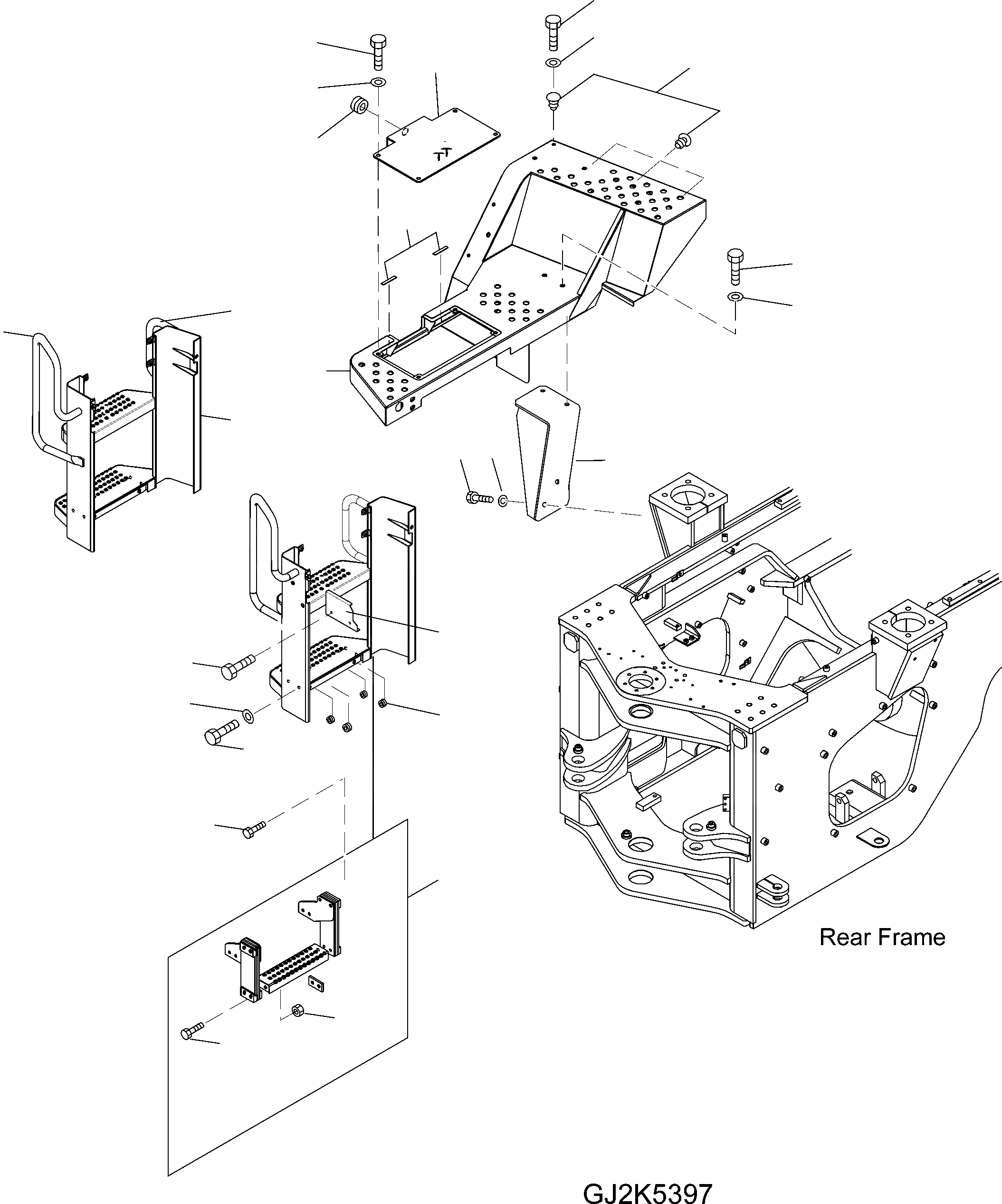 Схема запчастей Komatsu WA380-5 - ЛЕСТНИЦА (ПОЛ RHS) M ЧАСТИ КОРПУСА