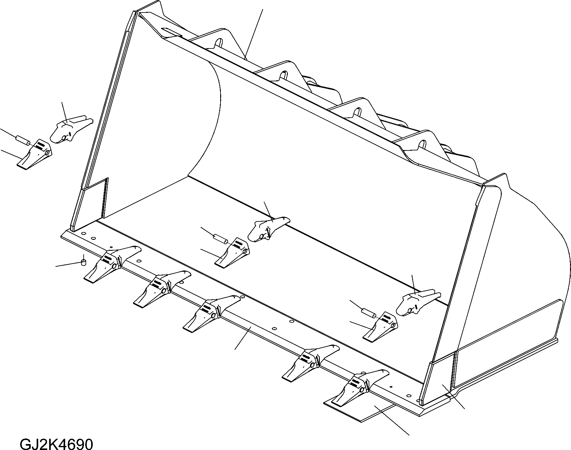 Схема запчастей Komatsu WA380-5 - КОВШ .M (ТИП B) (W TEETH) T РАБОЧЕЕ ОБОРУДОВАНИЕ