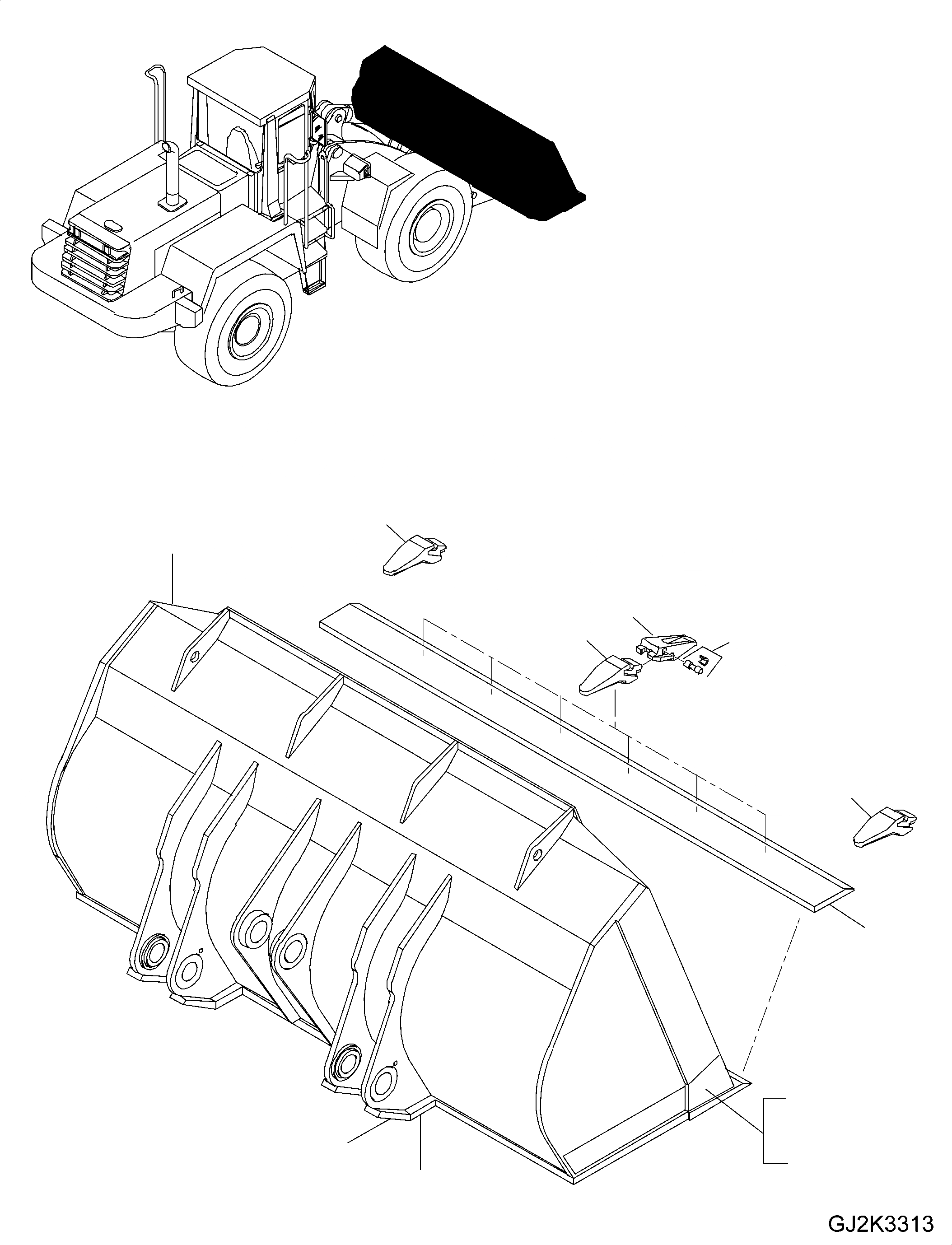 Схема запчастей Komatsu WA380-5 - КОВШ .M (.9M) (W TEETH) T РАБОЧЕЕ ОБОРУДОВАНИЕ