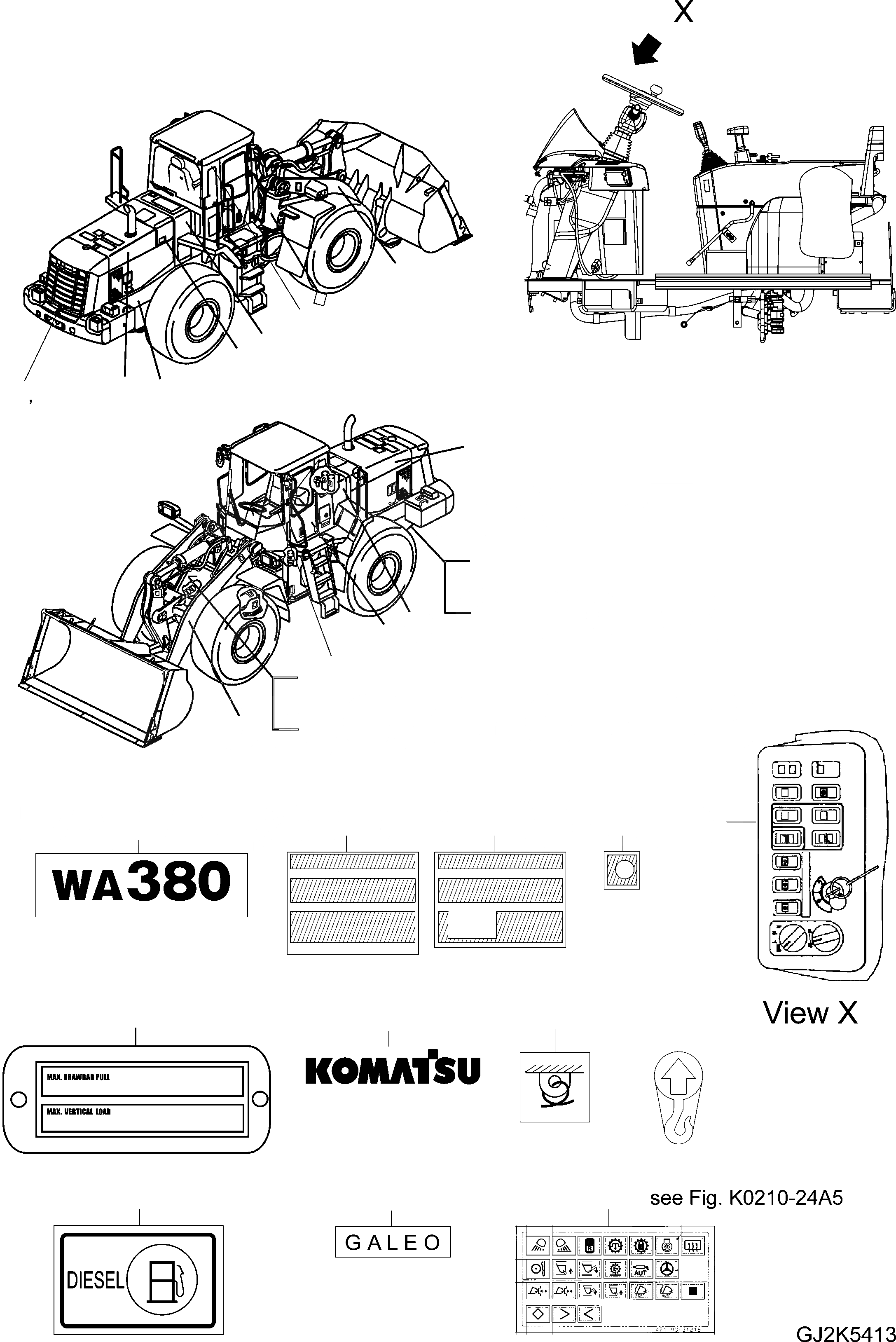 Схема запчастей Komatsu WA380-5 - ТАБЛИЧКИ COMMON ЧАСТИ (/) U МАРКИРОВКА