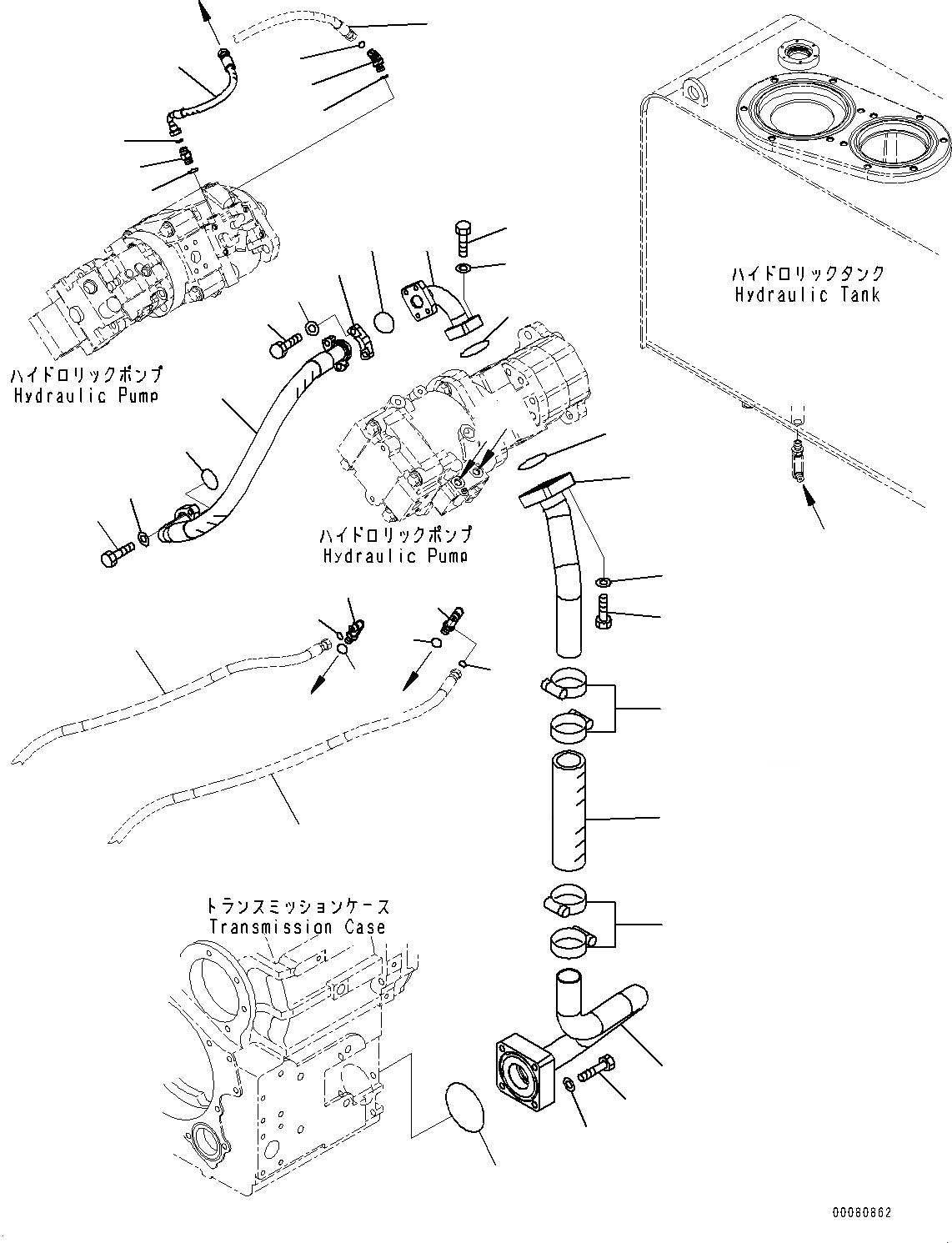 Схема запчастей Komatsu WA380-6 - ГИДР. НАСОС. (ВСАСЫВ. И ПОДАЮЩ. ТРУБЫ) H ГИДРАВЛИКА