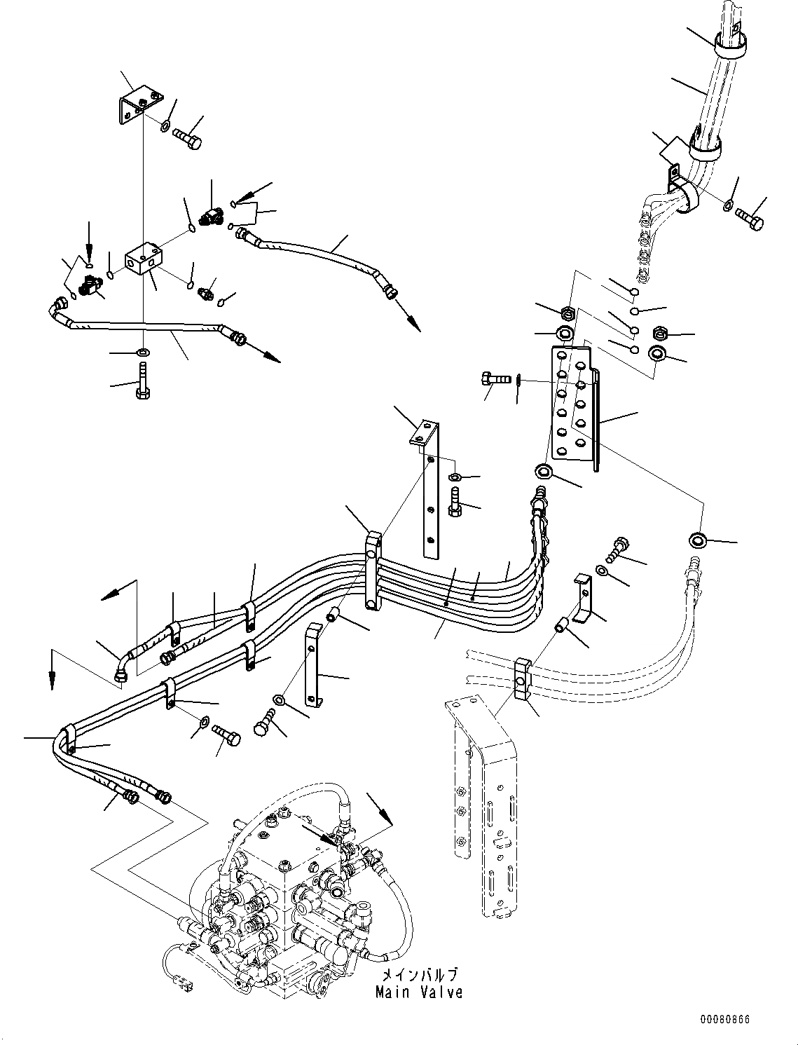 Схема запчастей Komatsu WA380-6 - ГИДРОЛИНИЯ ( СЕКЦ. PPC) (ТРУБЫ) H ГИДРАВЛИКА