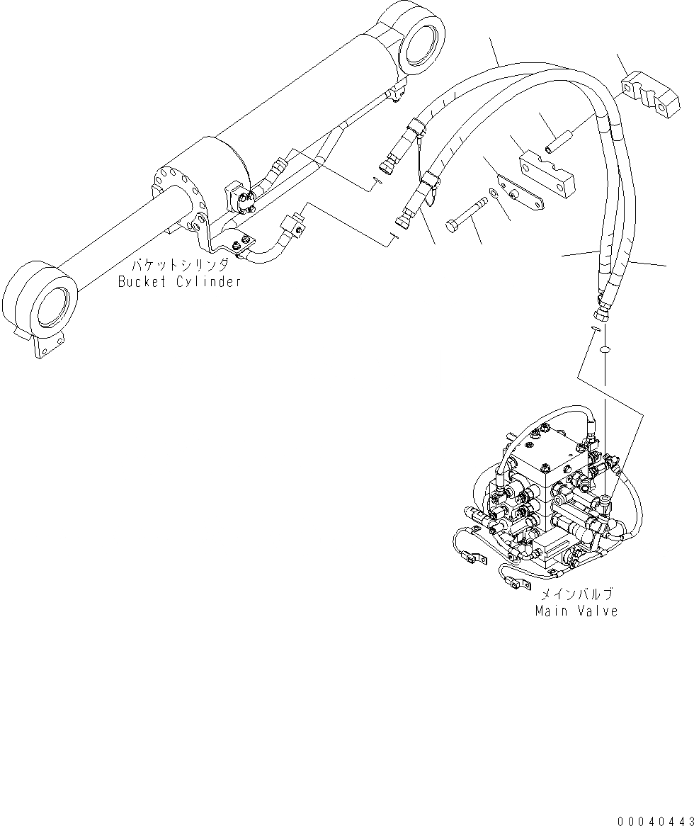 Схема запчастей Komatsu WA380-6 - ГИДРОЛИНИЯ ( СЕКЦ.) (ЛИНИЯ ГИДРОЦИЛИНДРА КОВША) H ГИДРАВЛИКА