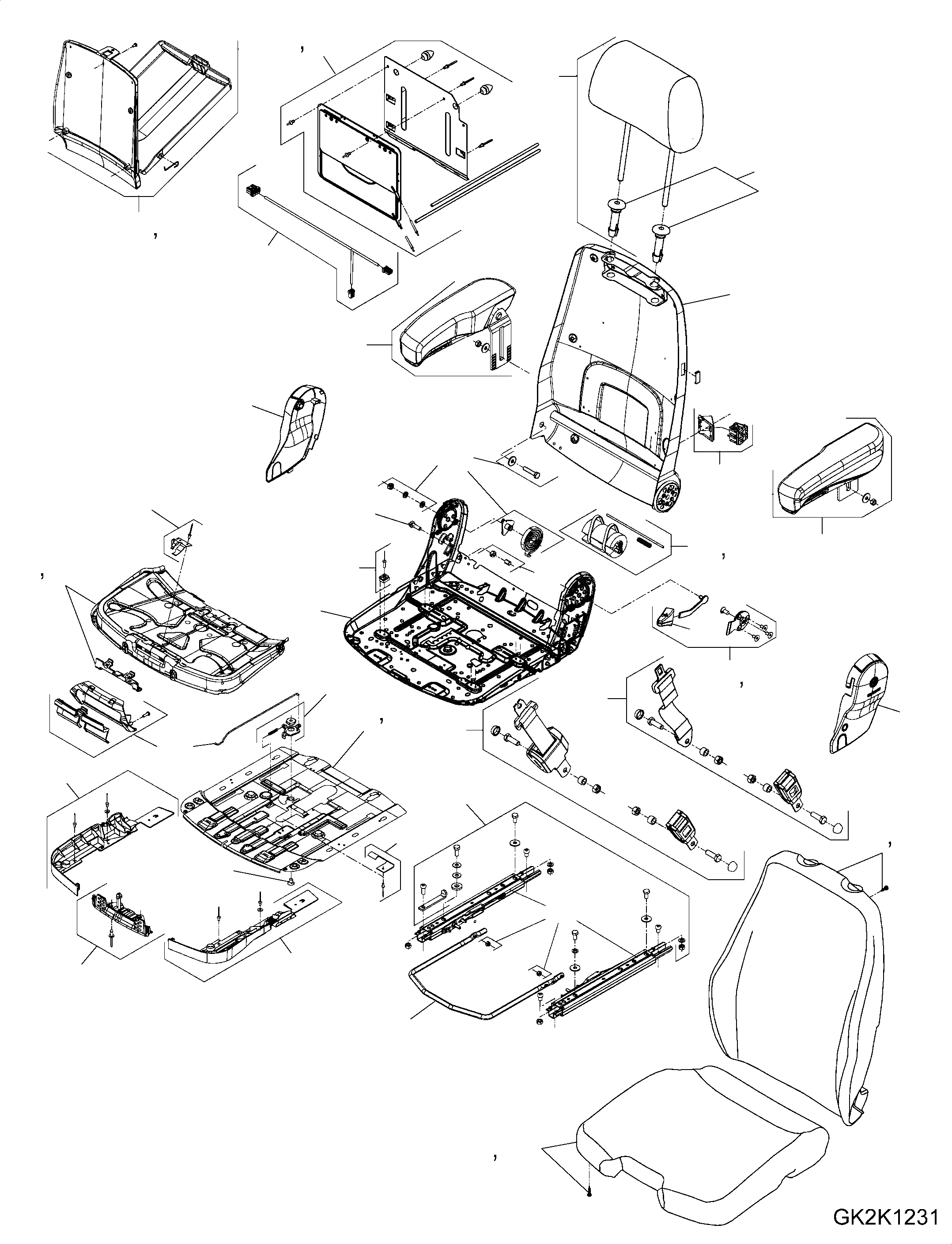 Схема запчастей Komatsu WA380-6 - OPERATORґS СИДЕНЬЕ (ВНУТР. ЧАСТИ) (ДЛЯ УПРАВЛ-Е ДЖОЙСТИКОМ) (/) (SN H-UP) K OPERATORґS ОБСТАНОВКА И СИСТЕМА УПРАВЛЕНИЯ