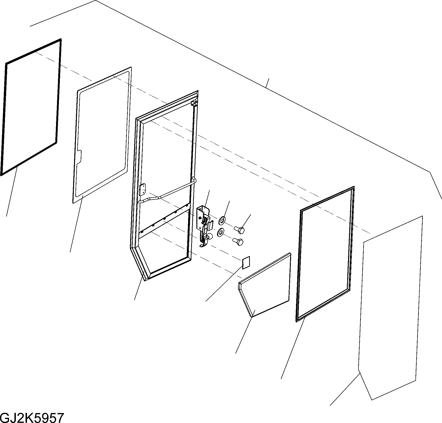 Схема запчастей Komatsu WA380-6 - КАБИНА ROPS (ДВЕРЬ RHS) (SN H8-H) K OPERATORґS ОБСТАНОВКА И СИСТЕМА УПРАВЛЕНИЯ