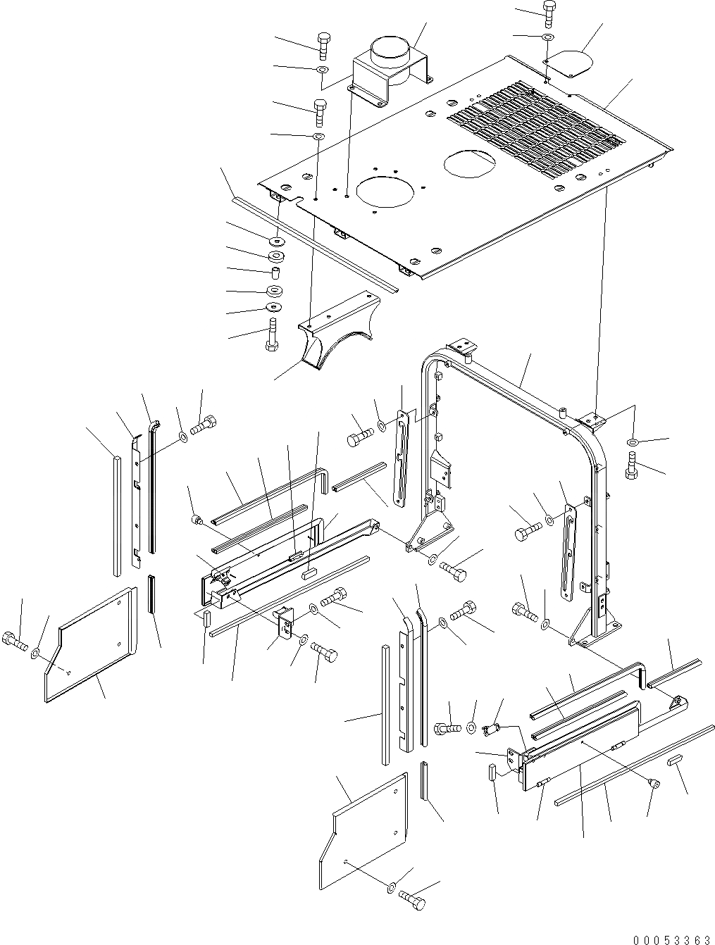 Схема запчастей Komatsu WA380-6 - КАПОТ (COVER) M ЧАСТИ КОРПУСА