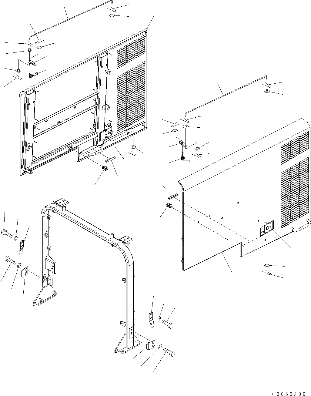 Схема запчастей Komatsu WA380-6 - КАПОТ (ДВЕРЬ И SPRING) M ЧАСТИ КОРПУСА