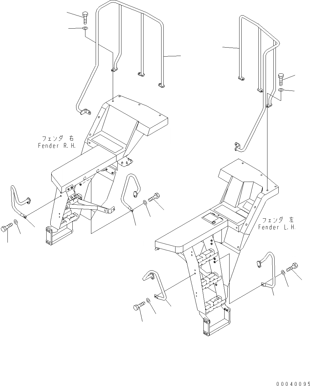 Схема запчастей Komatsu WA380-6 - HANDRAIL M ЧАСТИ КОРПУСА