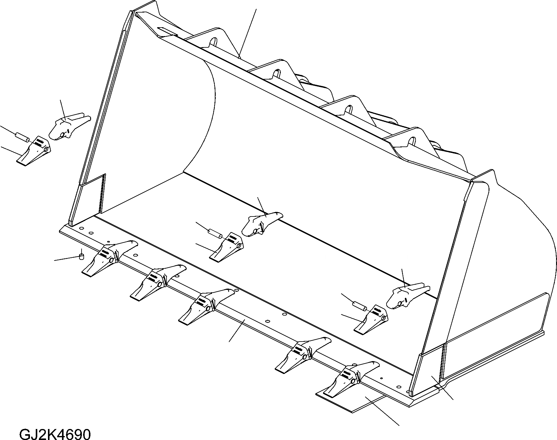 Схема запчастей Komatsu WA380-6 - КОВШ .CBM (С TEETH) (B) T РАБОЧЕЕ ОБОРУДОВАНИЕ