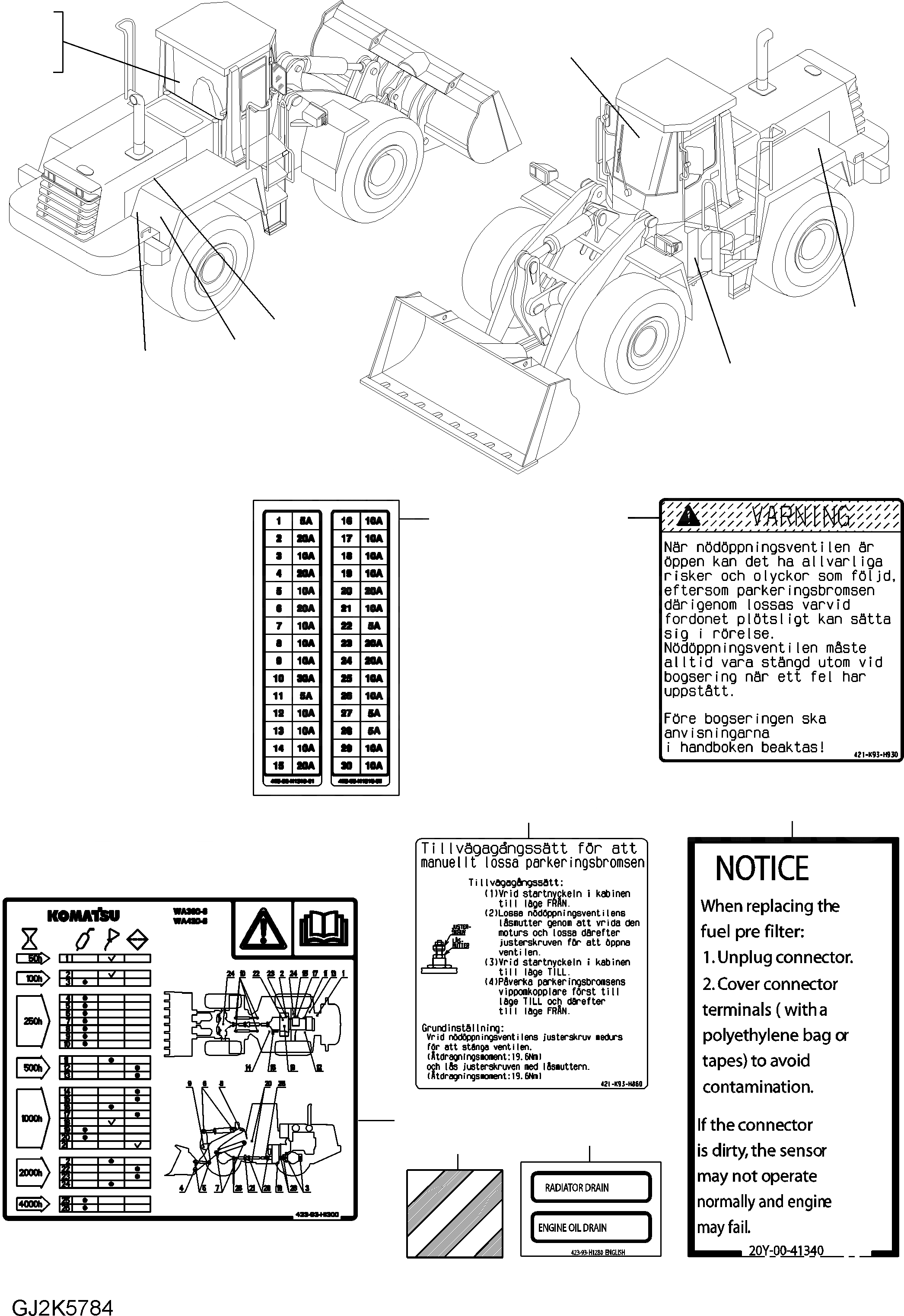Схема запчастей Komatsu WA380-6 - ТАБЛИЧКИ (SWEDISH) U МАРКИРОВКА