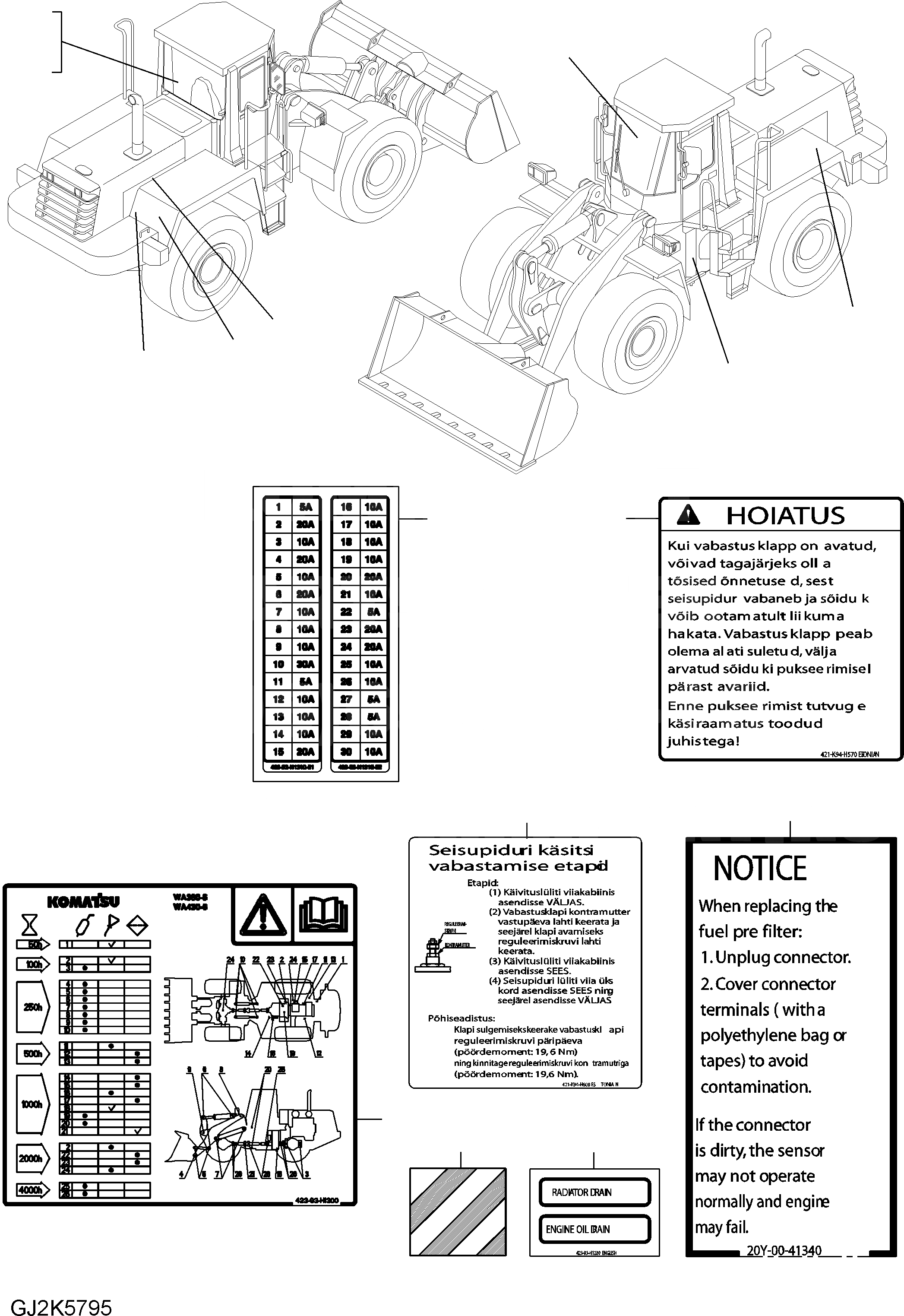 Схема запчастей Komatsu WA380-6 - ТАБЛИЧКИ (ESTONIAN) U МАРКИРОВКА