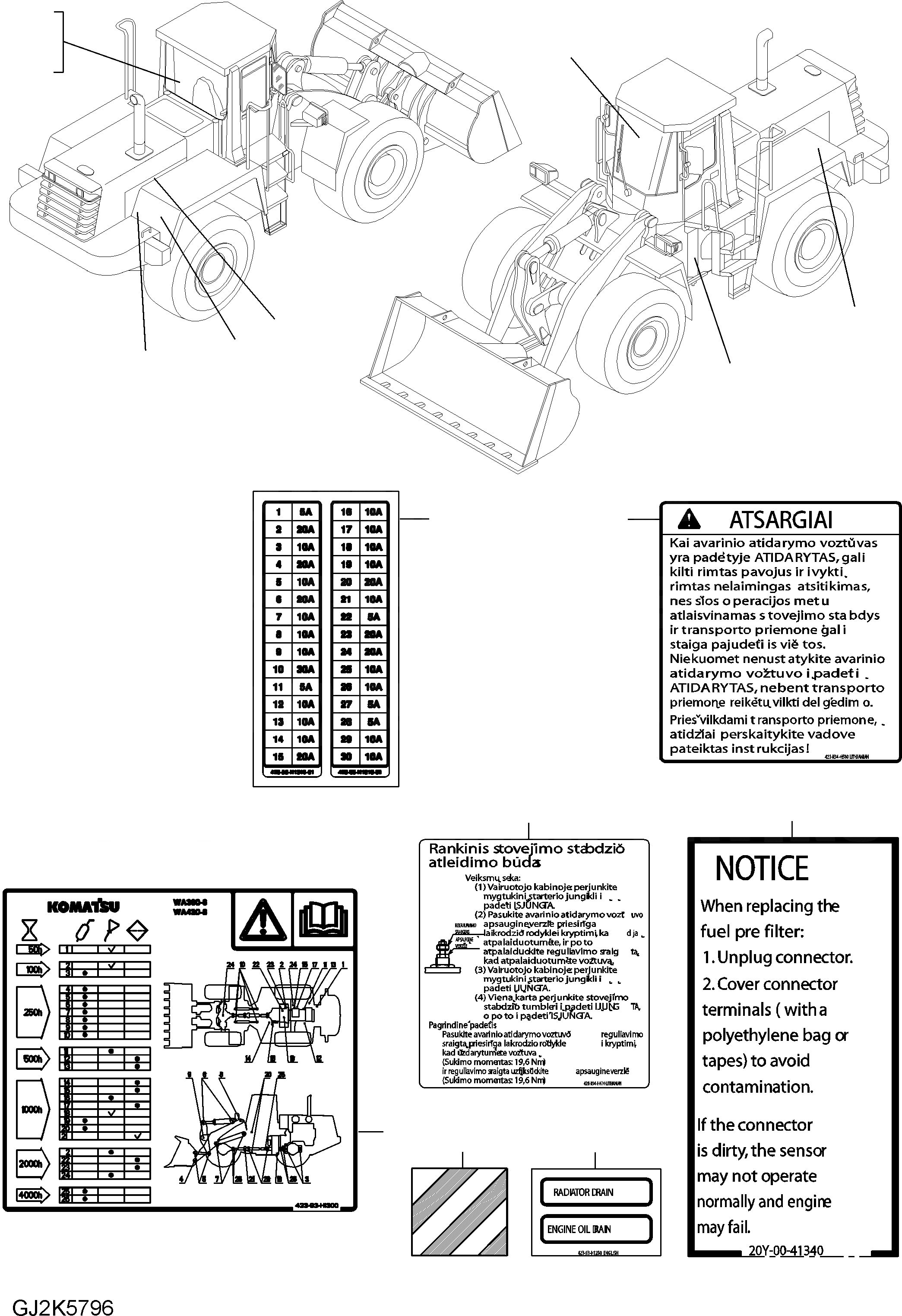 Схема запчастей Komatsu WA380-6 - ТАБЛИЧКИ (LITHUANIAN) U МАРКИРОВКА