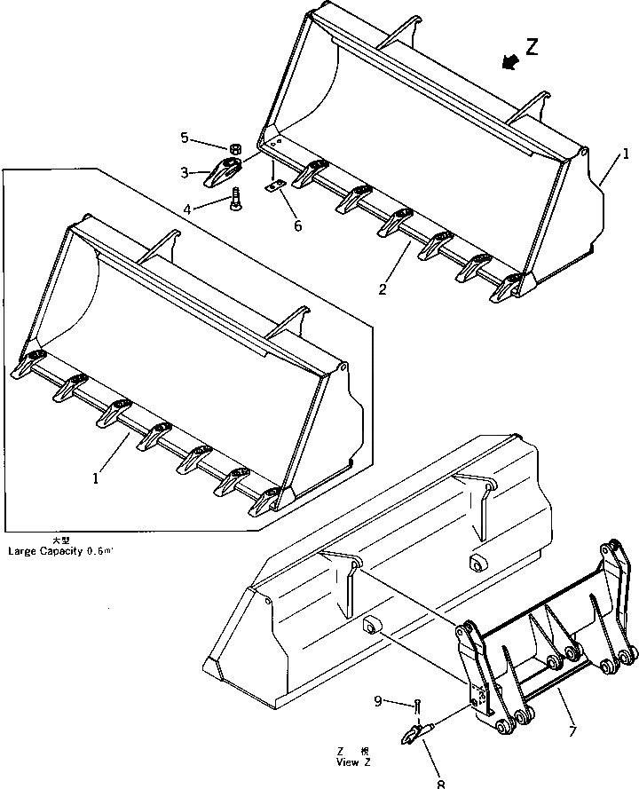 Схема запчастей Komatsu WA40-1 - КОВШ (ДЛЯ СОЕДИНИТ. УСТР-ВО) (.M) СПЕЦ. APPLICATION ЧАСТИ