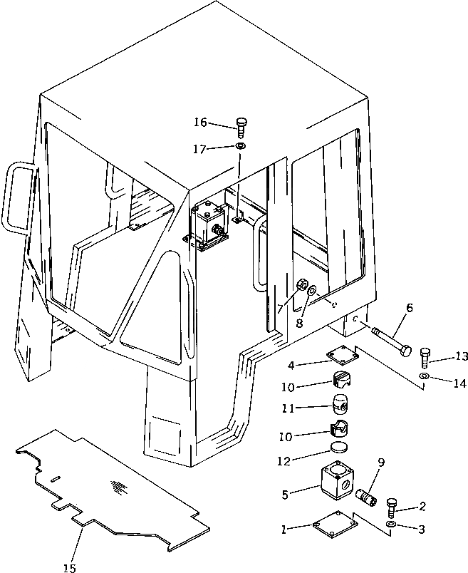 Схема запчастей Komatsu WA40-1 - КАБИНА ROPS КРЕПЛЕНИЕ И ПОЛ МАТЕРИАЛ РАМА И ЧАСТИ КОРПУСА