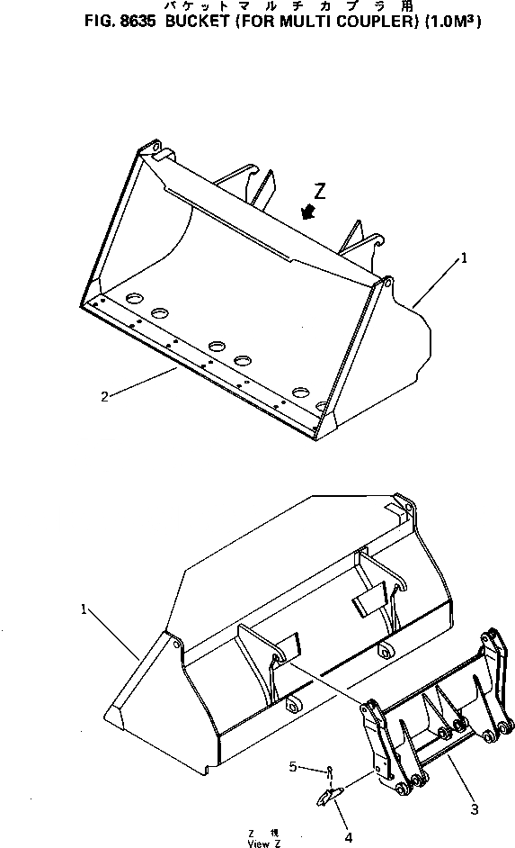 Схема запчастей Komatsu WA40-1 - КОВШ (ДЛЯ СОЕДИНИТ. УСТР-ВО) (.M) СПЕЦ. APPLICATION ЧАСТИ