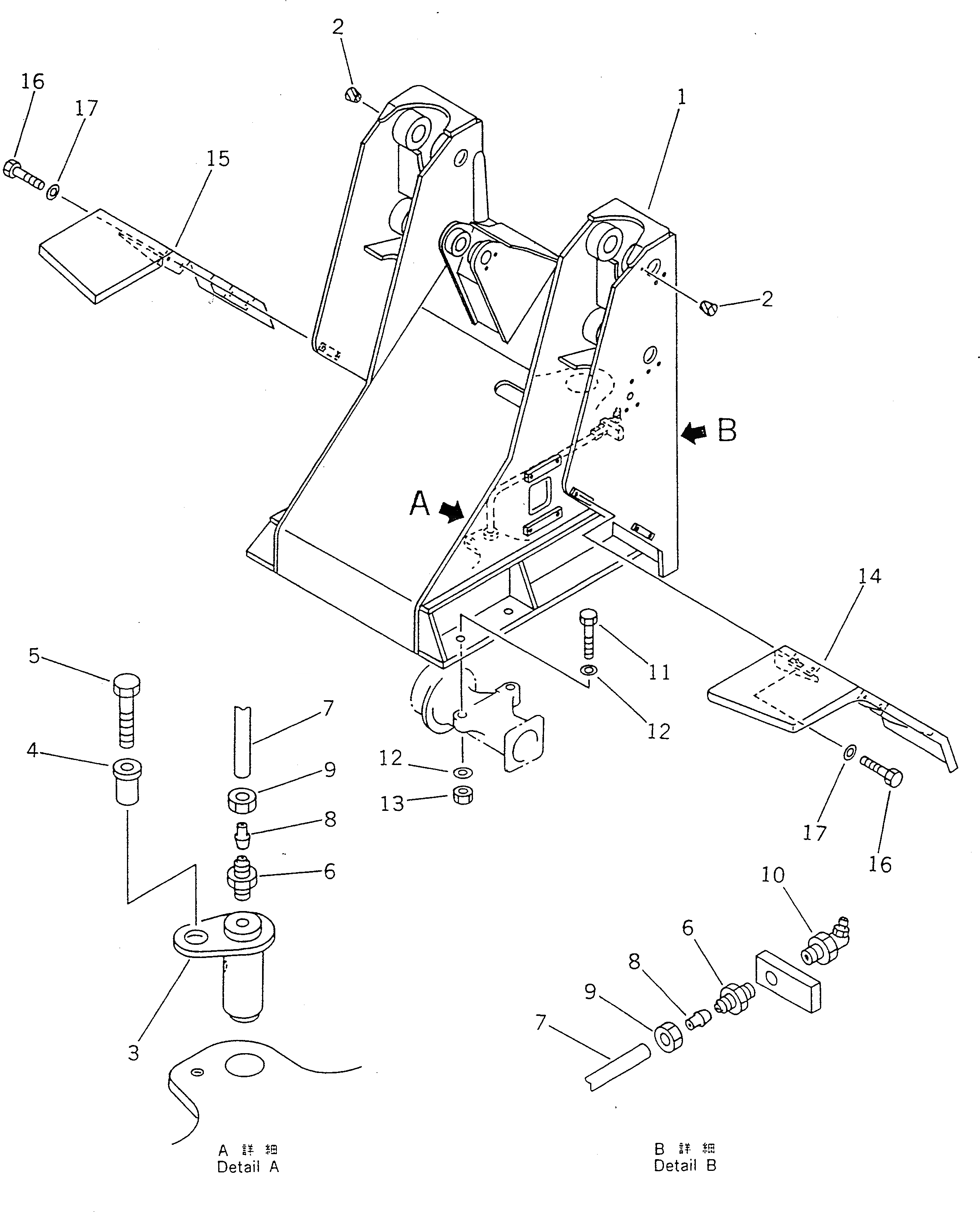 Схема запчастей Komatsu WA40-2 - ПЕРЕДН. РАМА РАМА И ЧАСТИ КОРПУСА